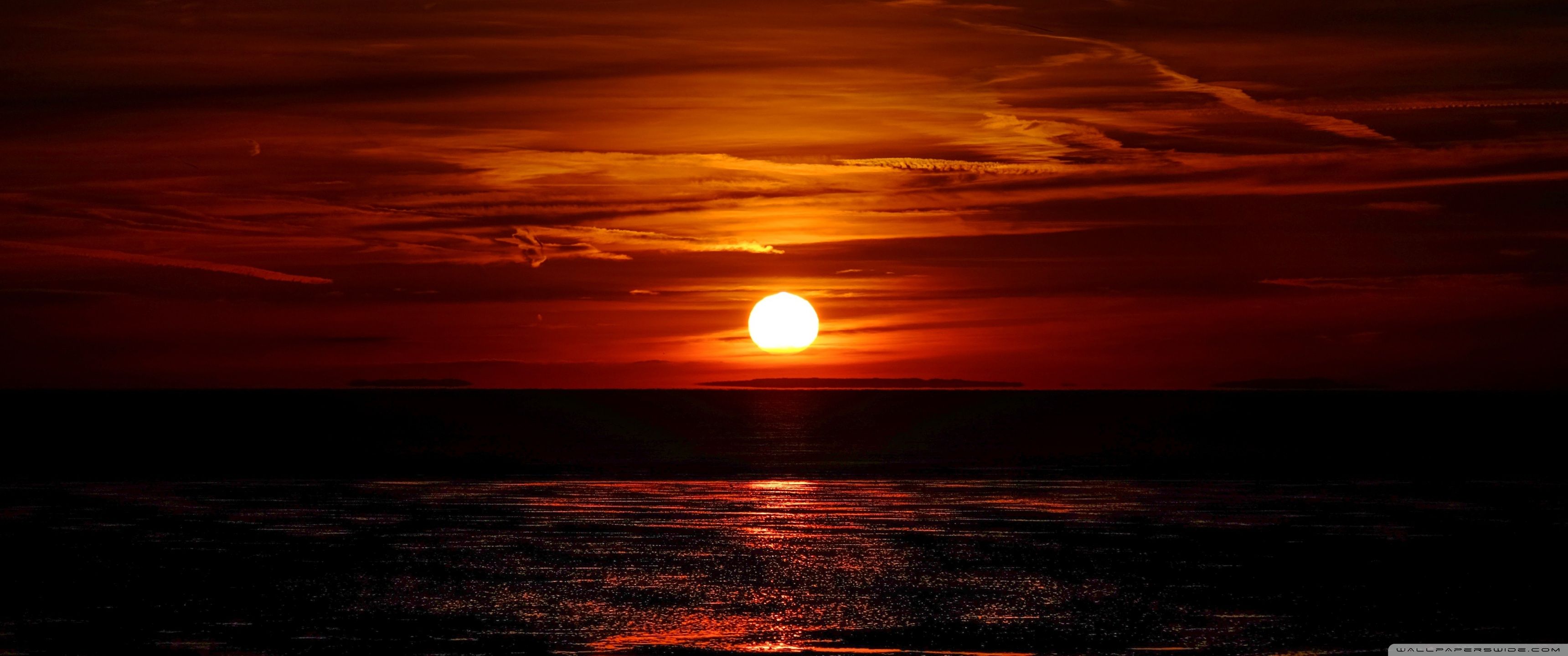 3440x1440 Red Sunset Sky 4K UHD Wallpaper for UltraHD Desktop and TV : Widescreen and UltraWide Display : Dual Monitor : Smartphone and Tablet Devices