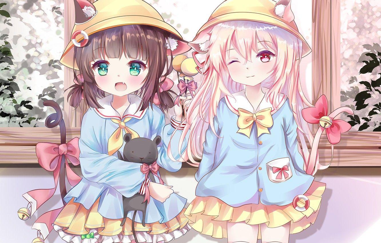 1332x850 Wallpaper girls, helmets, ears, Nekopara image for desktop
