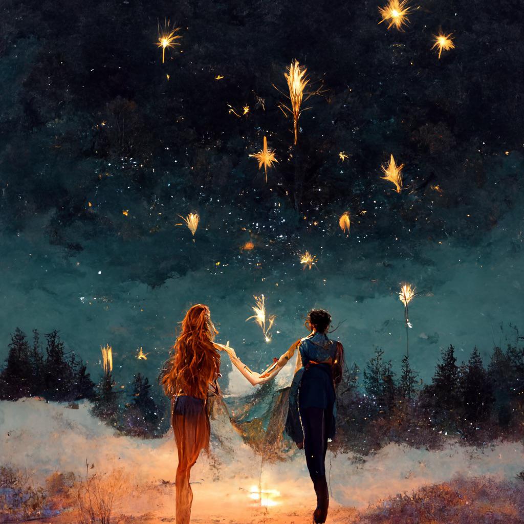 1024x1024 Feyre & Rhys Celebrate Starfall (AI generated)