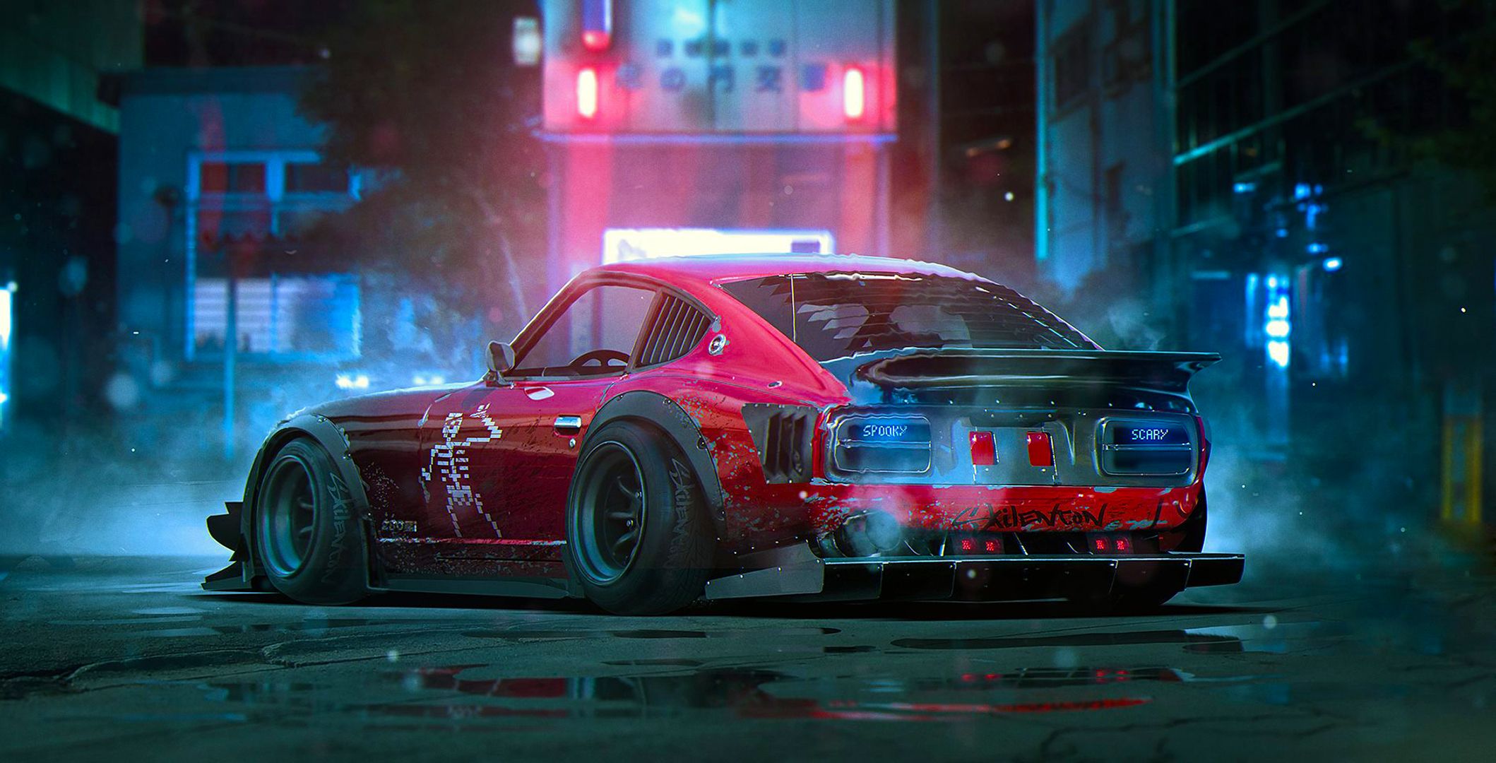 2118x1080 Wallpaper red, tuning, Future, 280Z, by Khyzyl Saleem, Dutsun, Skilenton for mobile and desktop, section другие марки, resolution 2118x1080