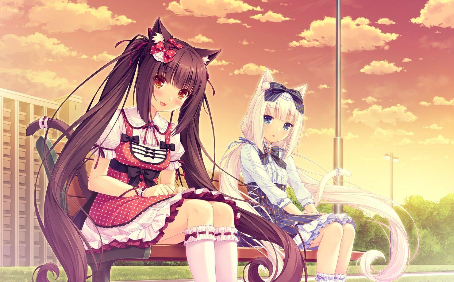 1480x920 2girls animal ears catgirl chocola (sayori) lolita fashion