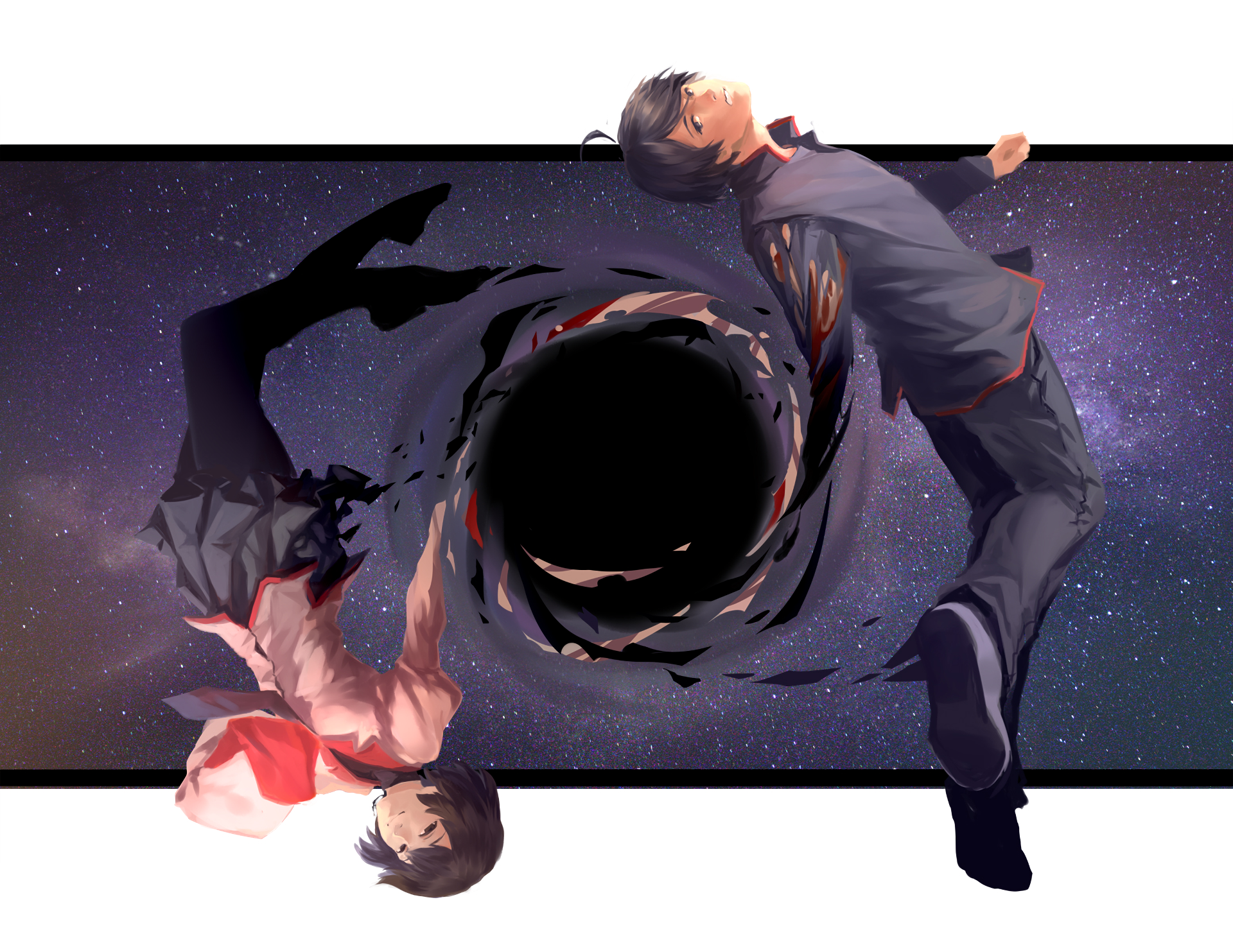 1920x1483 Monogatari HD: Ougi Oshino & Koyomi Araragi in Black Hair Duelx1483