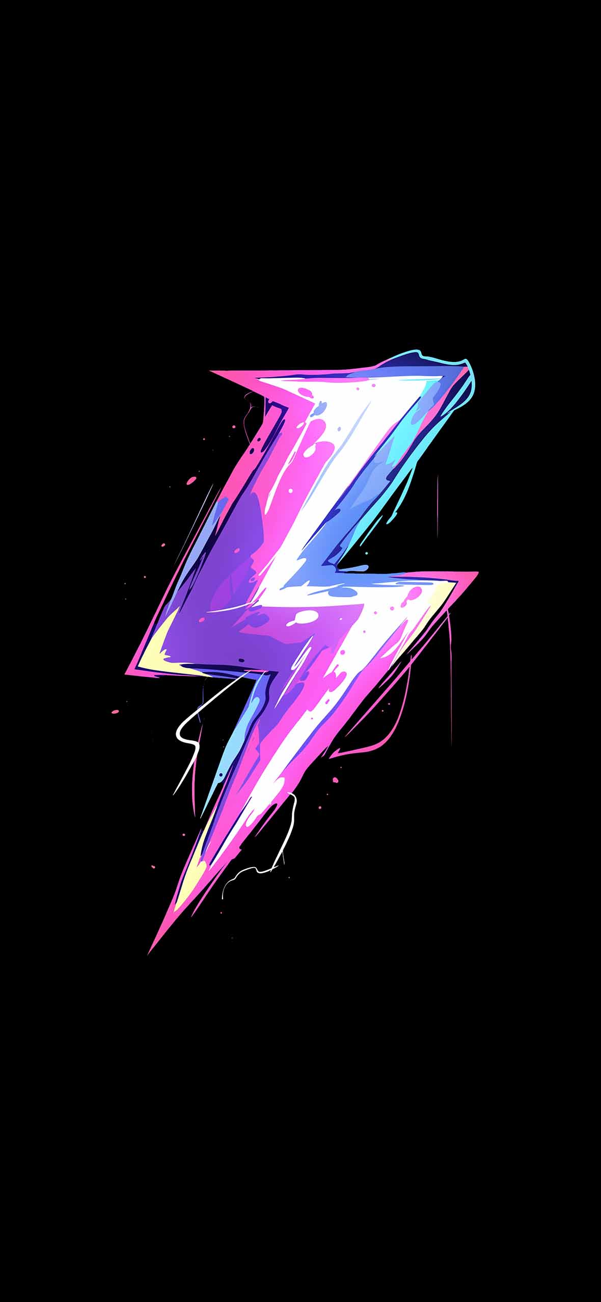 1180x2554 Neon Lightning Bolt Glitch Effect Wallpaper iPhone Wallpaper