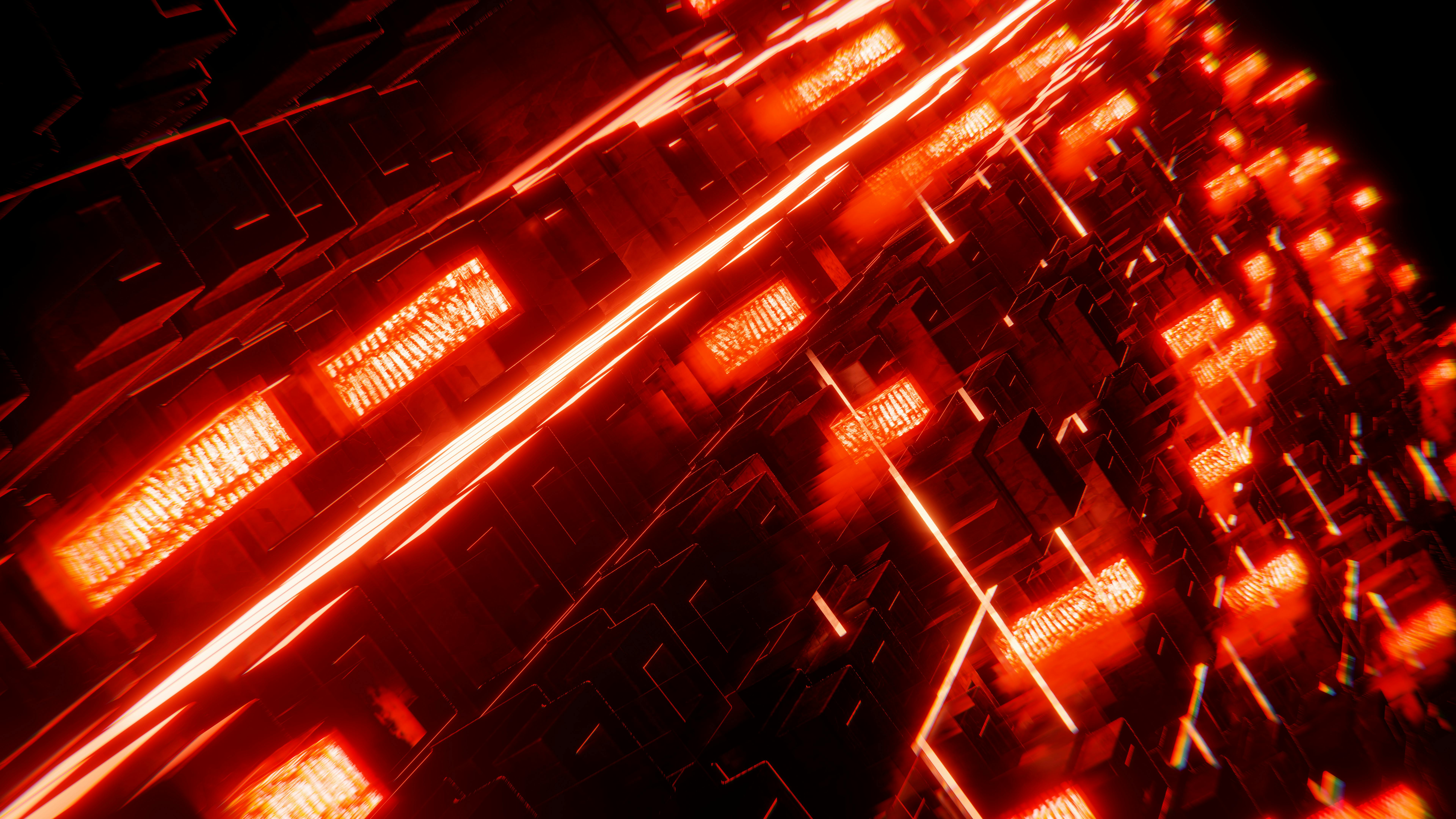 7680x4320 A red glowing light effect on a black background · Free