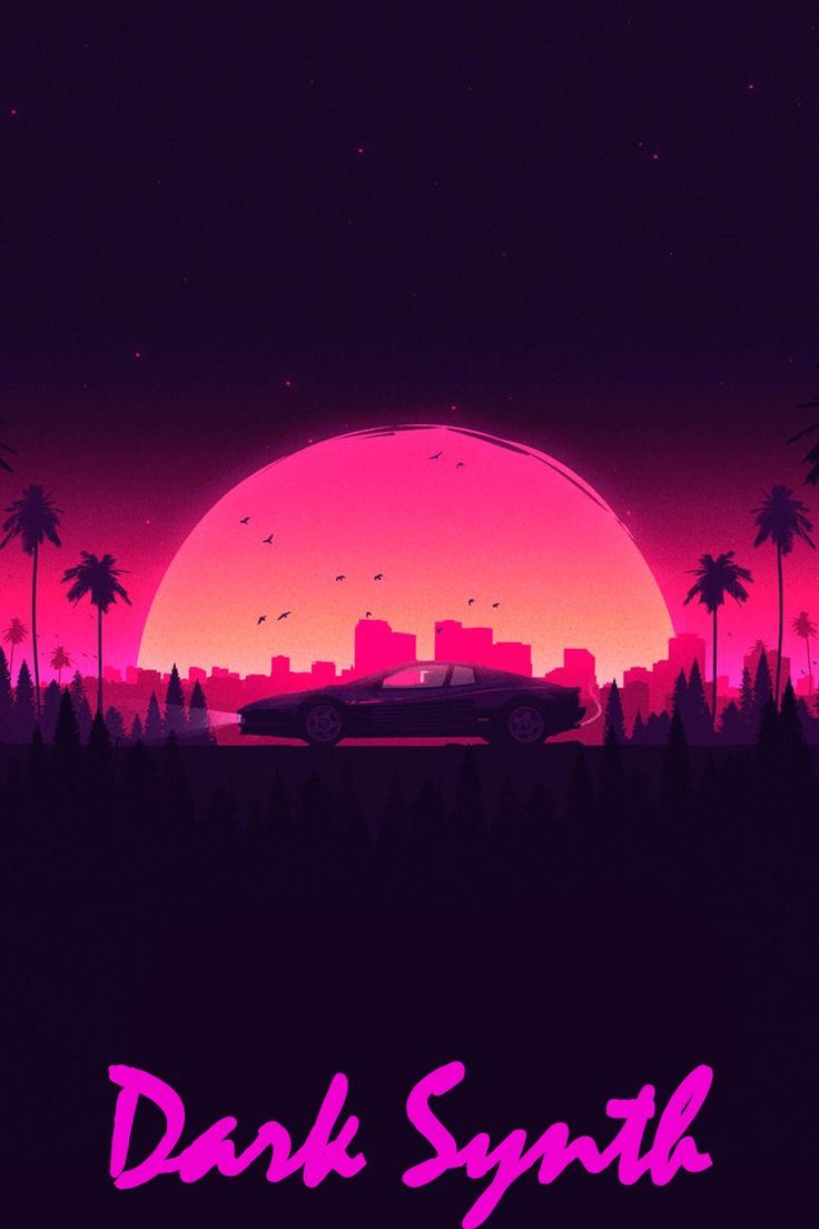 736x1104 Synthwave Night Drive Wallpaper