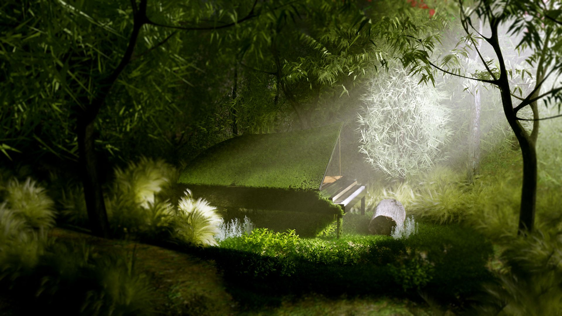 1920x1080 Art Amin Piano In The Forest