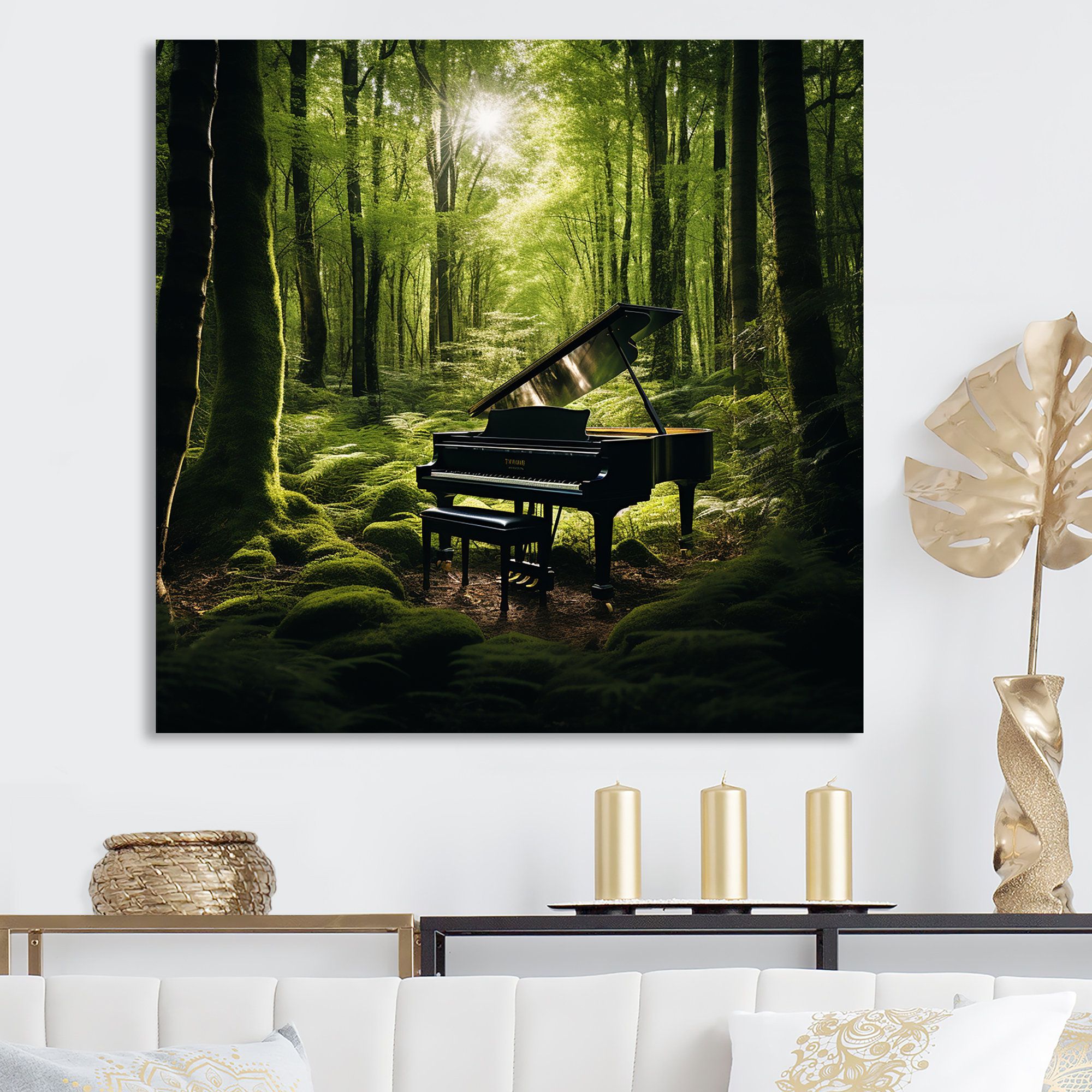 2000x2000 Design Art Piano Forest Serenade I On Canvas Print