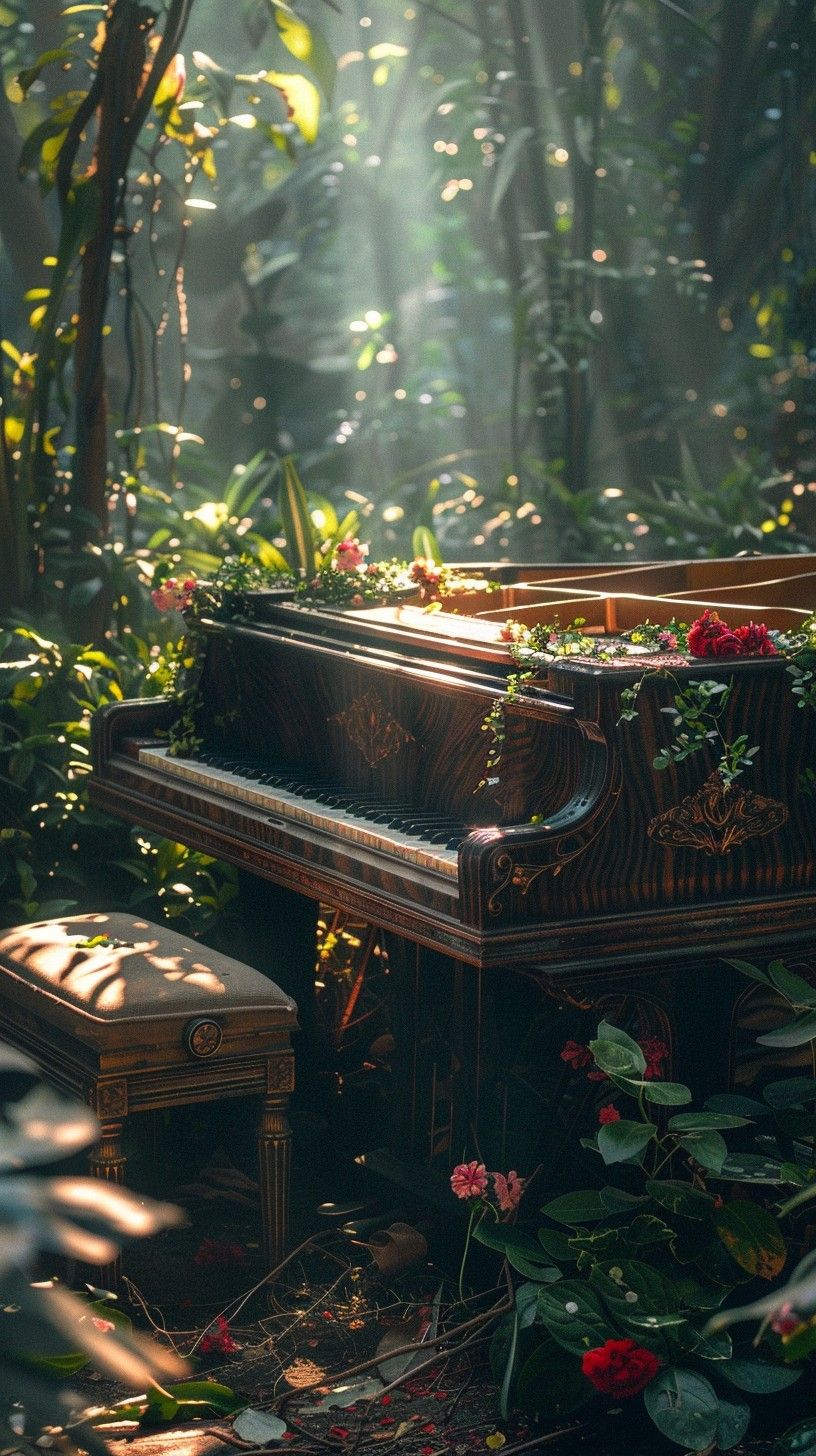 816x1456 Free Enchanted Forest Piano Image, Piano, Sunlight