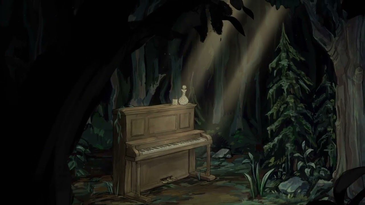 1280x720 Someone is playing piano out in the forest. Night forest ambience and out of tune jazz standards