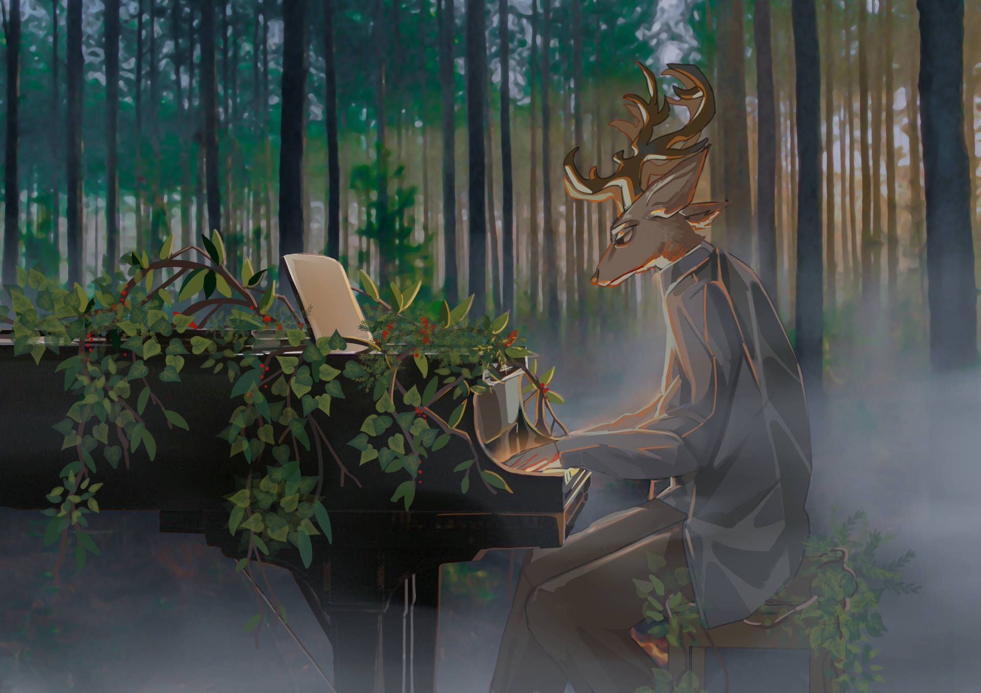 1920x1357 Download Beastars Louis Playing Piano Wallpaper