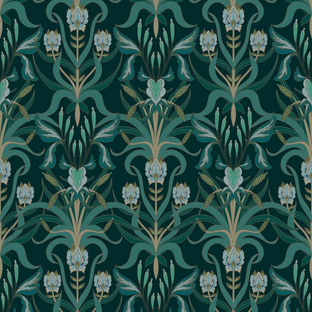 1000x1000 Versailles Wallpaper in Shades of Teal and Mineral