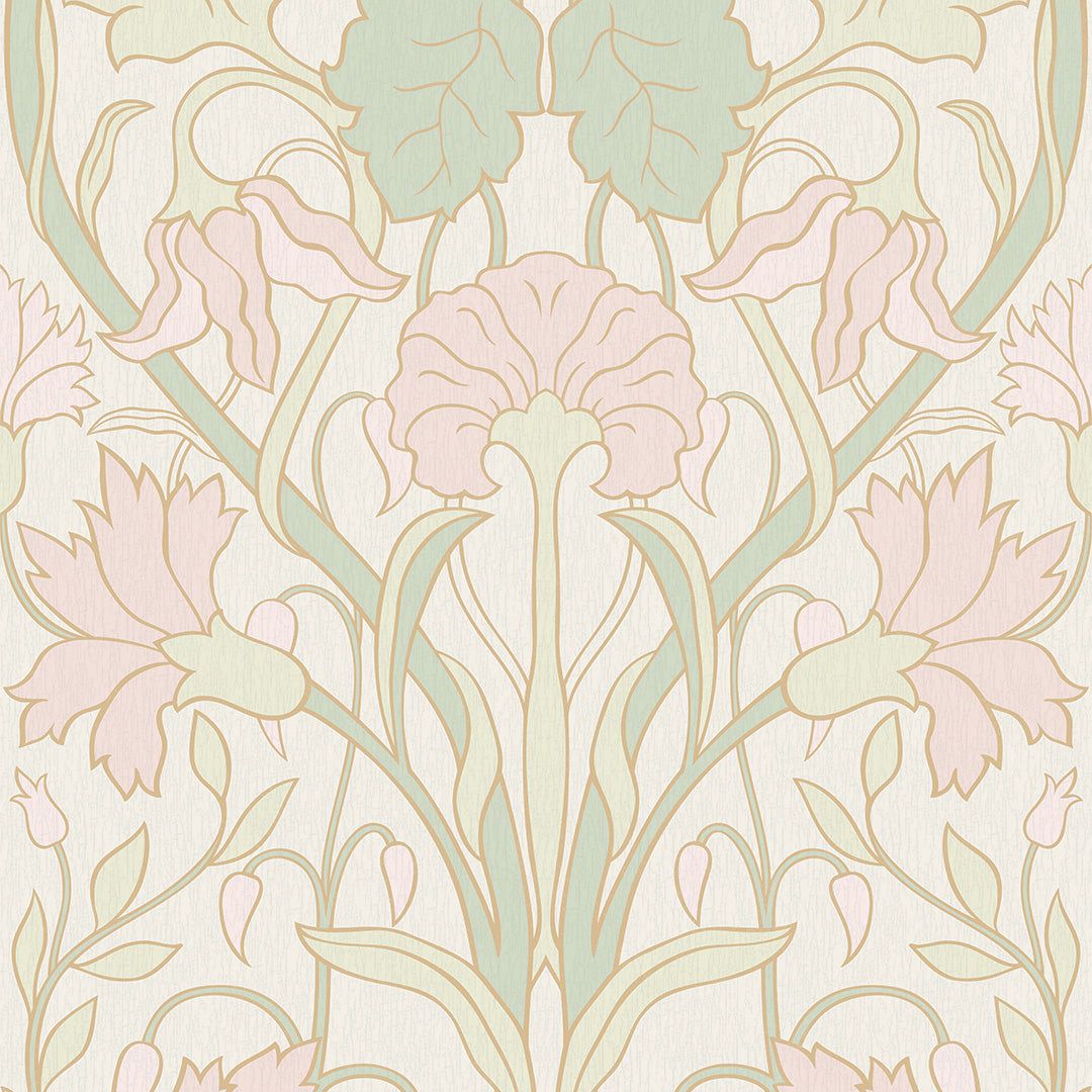 1080x1080 Parisienne Wallpaper in Pastel Hues on Pearl White