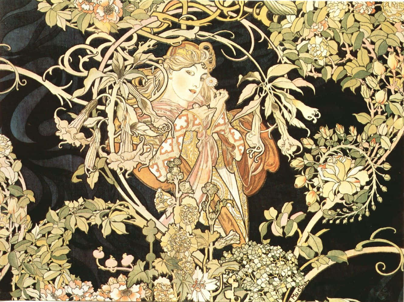 1330x995 Art Nouveau Wallpaper