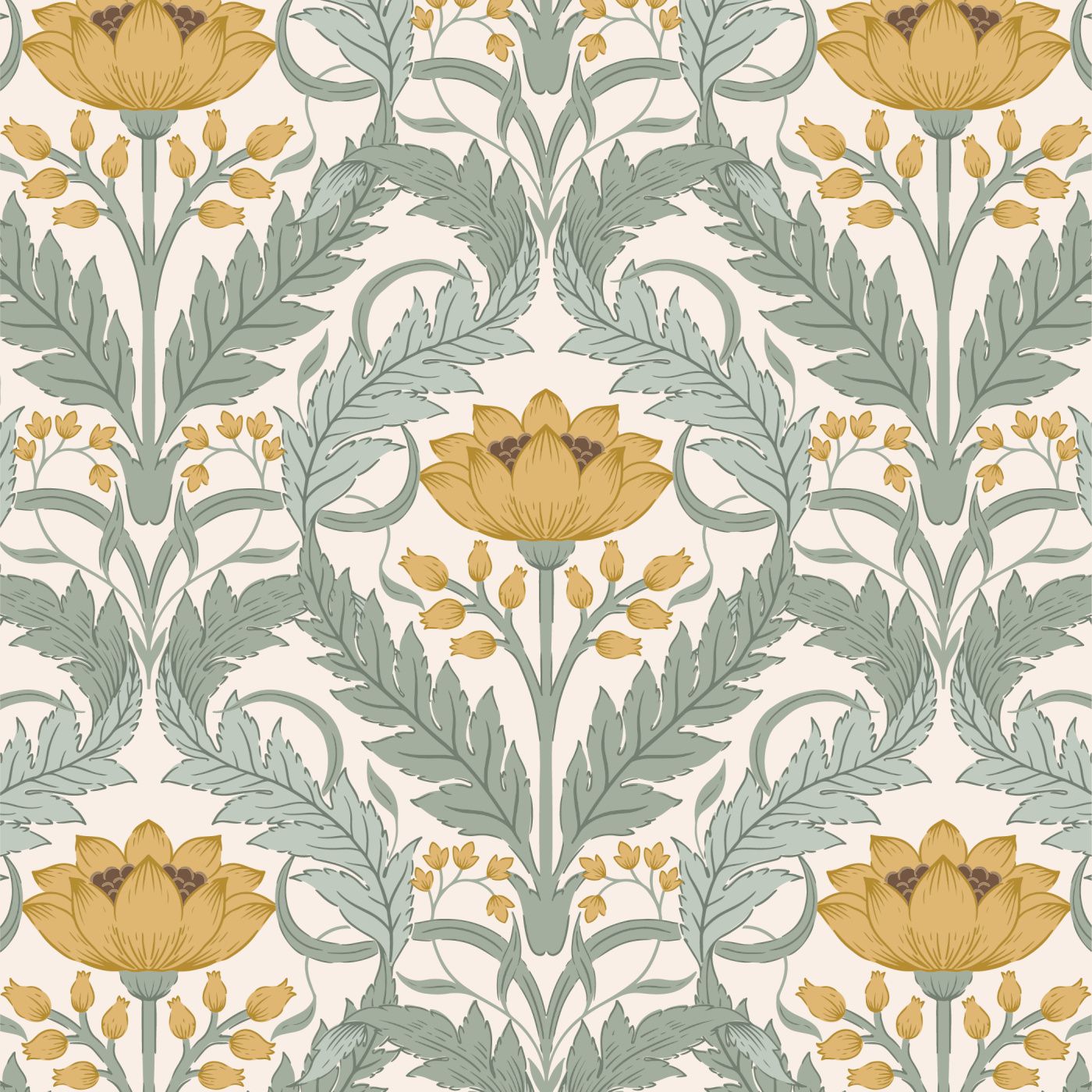 1400x1400 Art Nouveau Foliage Wallpaper
