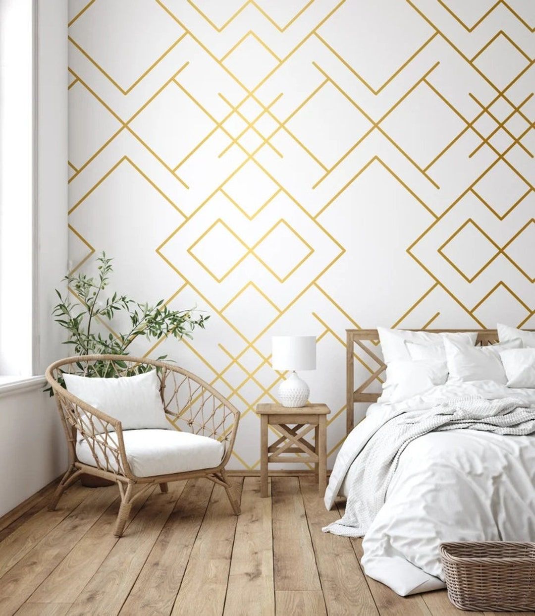 1080x1243 Gold Geometric Texture Wallpaper: Art Deco Wall Mural (peel and Stick)