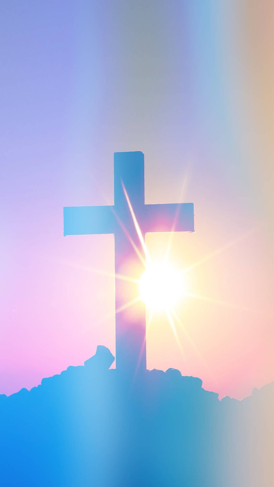 1080x1920 Download Jesus Cross Iridescent Light Wallpaper