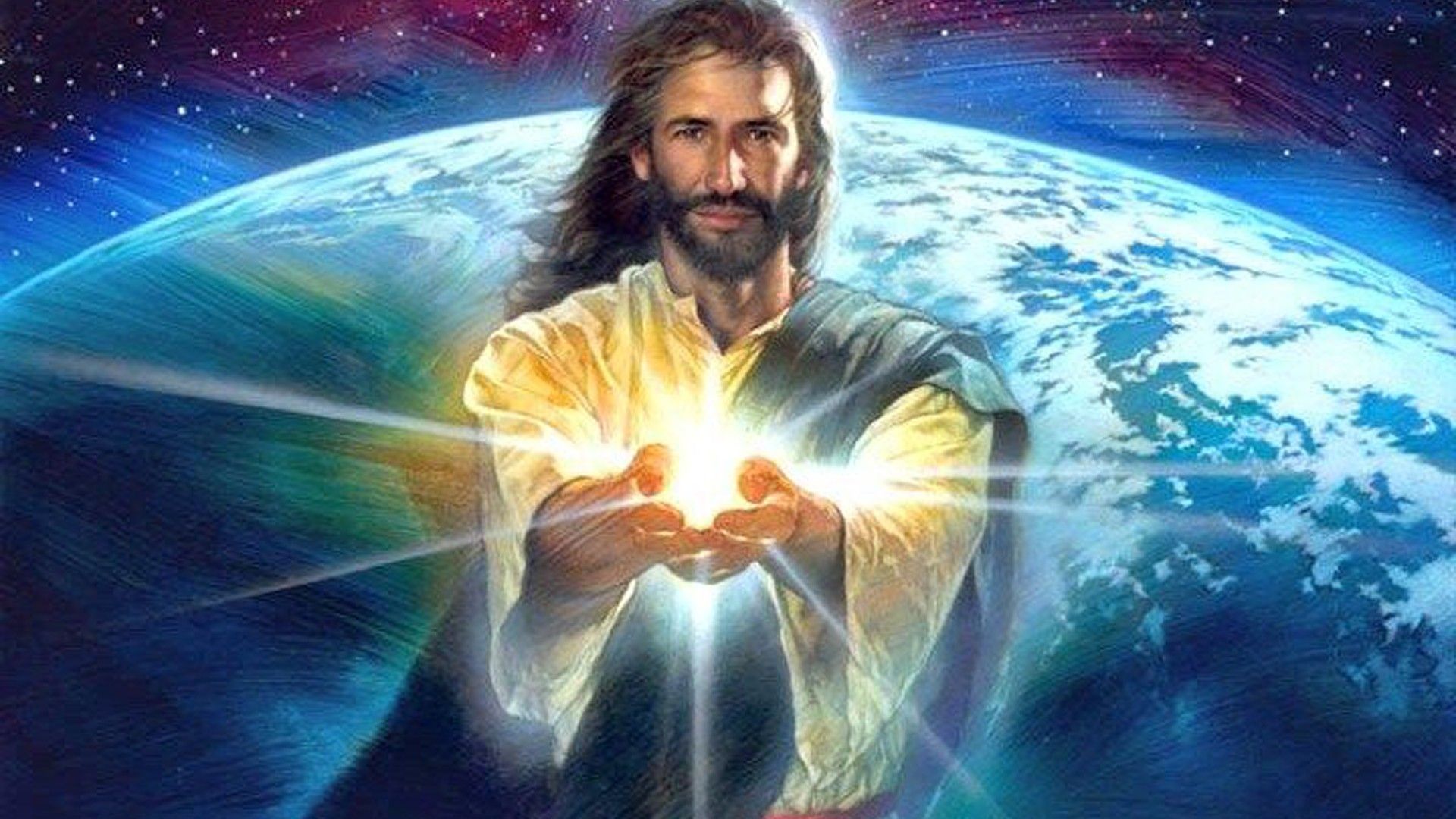 1920x1080 Jesus With Light In Space Background HD Jesus Wallpaper