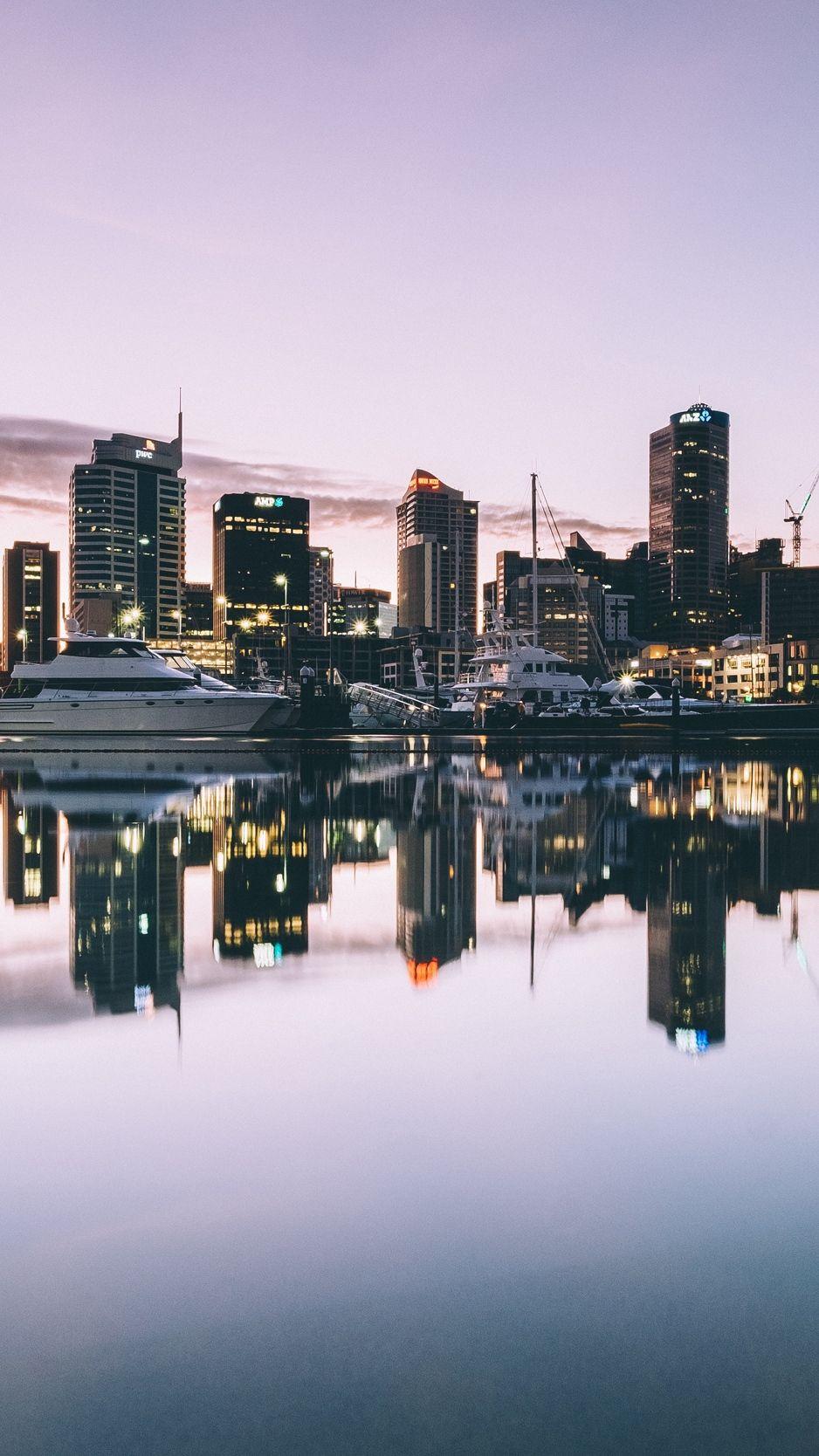 938x1668 Hình nền Auckland, New Zealand, Hải cảng, Du thuyền, tòa nhà