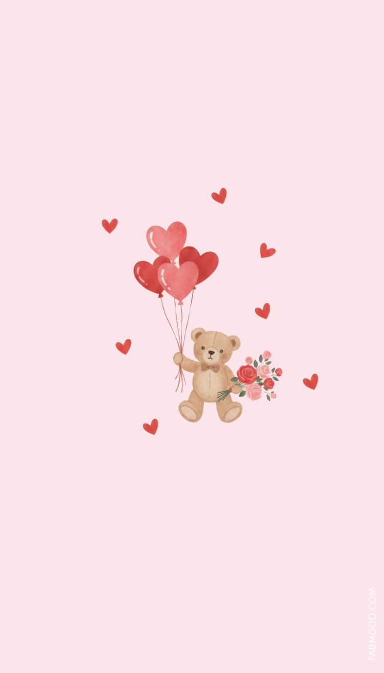750x1313 Cute Teddy Bear Valentine Wallpaper