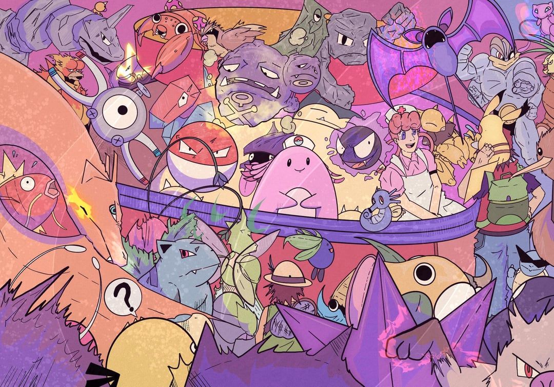 1080x754 A busy Pokemon Center (fanart)