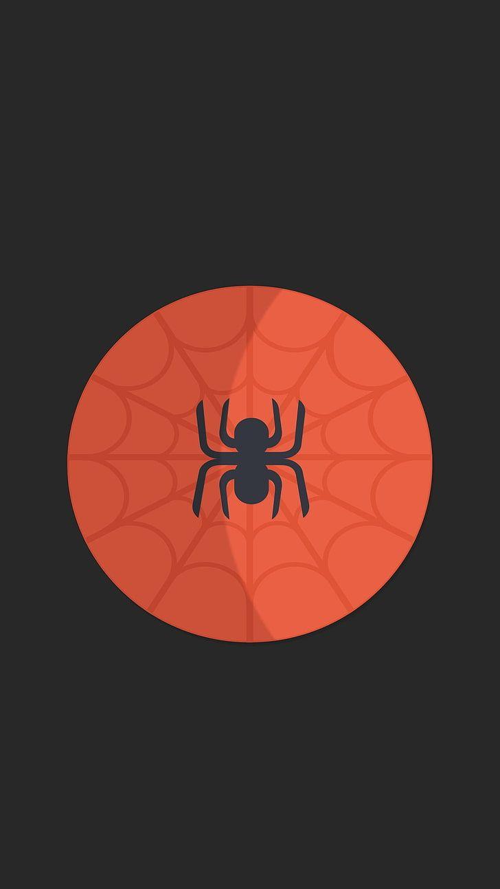 728x1294 HD Wallpaper: Black Spider Logo, Superhero, Spider Man, Minimalism