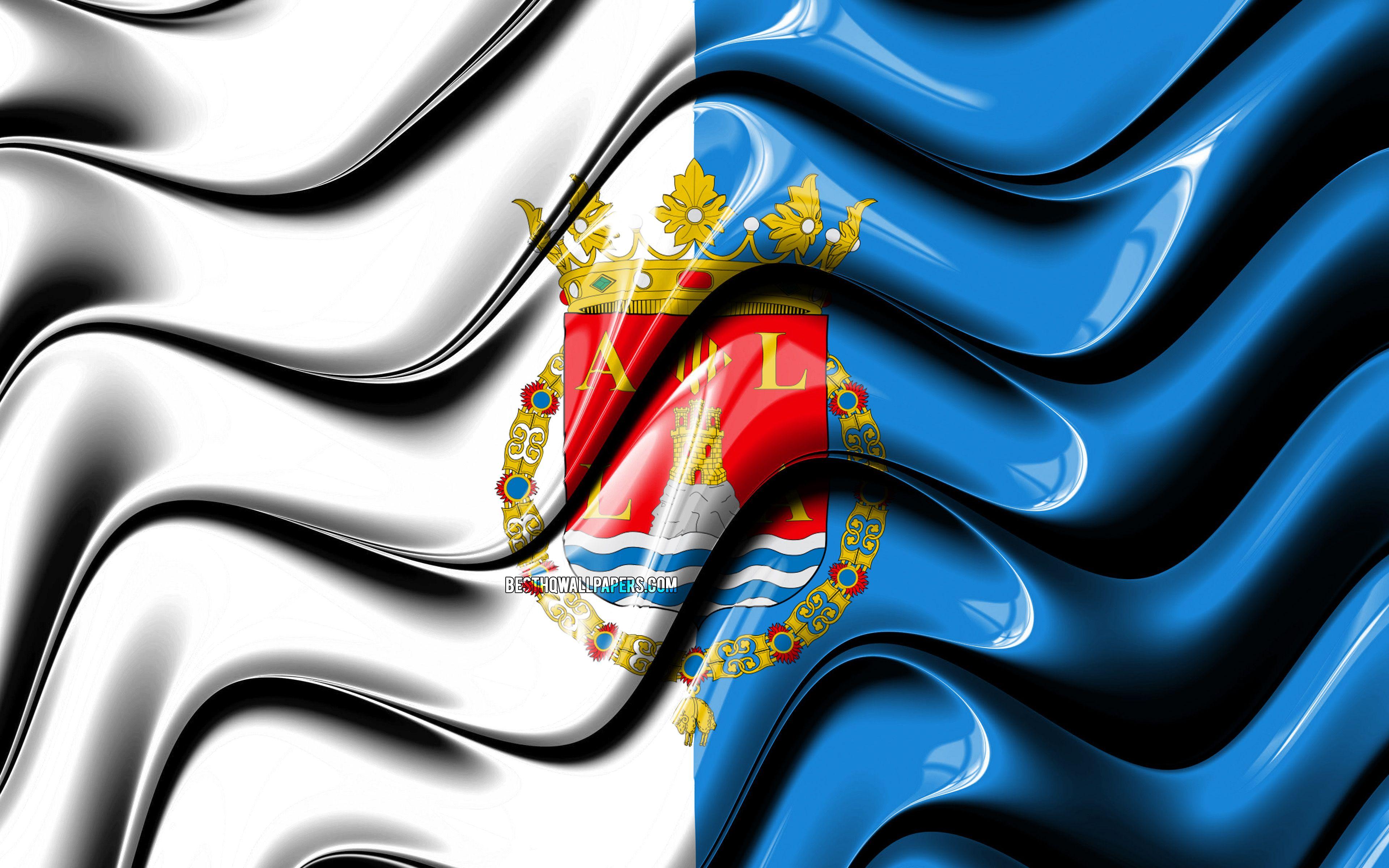 3840x2400 Download wallpaper Alicante flag, 4k, Provinces of Spain