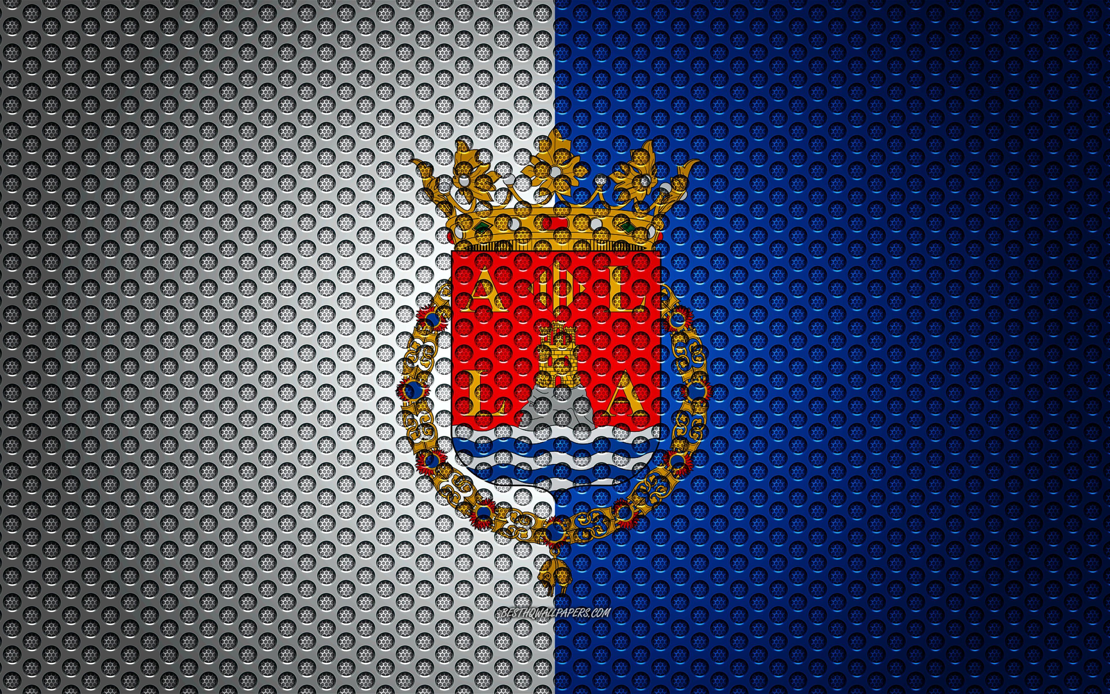 3840x2400 Download wallpaper Flag of Alicante, 4k, creative art, metal mesh texture, Alicante flag, national symbol, provinces of Spain, Alicante, Spain, Europe for desktop with resolution 3840x2400. High Quality HD picture wallpaper