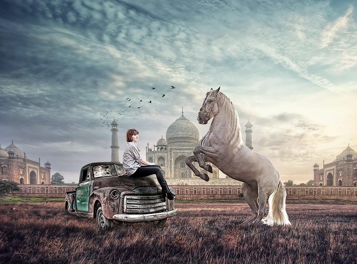 1200x887 Image By: ayoub wardin Android-> iPhone-> #TajMahal #horse #car #man #HDWallpaper # wallpaper