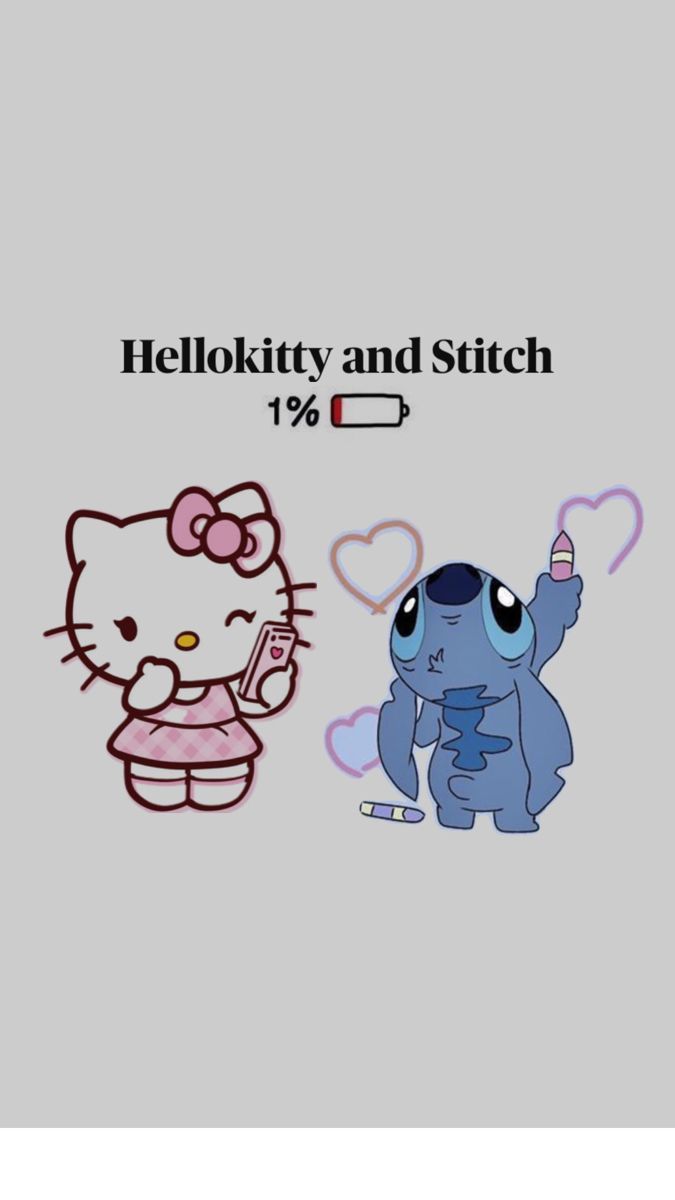 675x1200 Stitch And Hello Kitty Fall Wallpaper