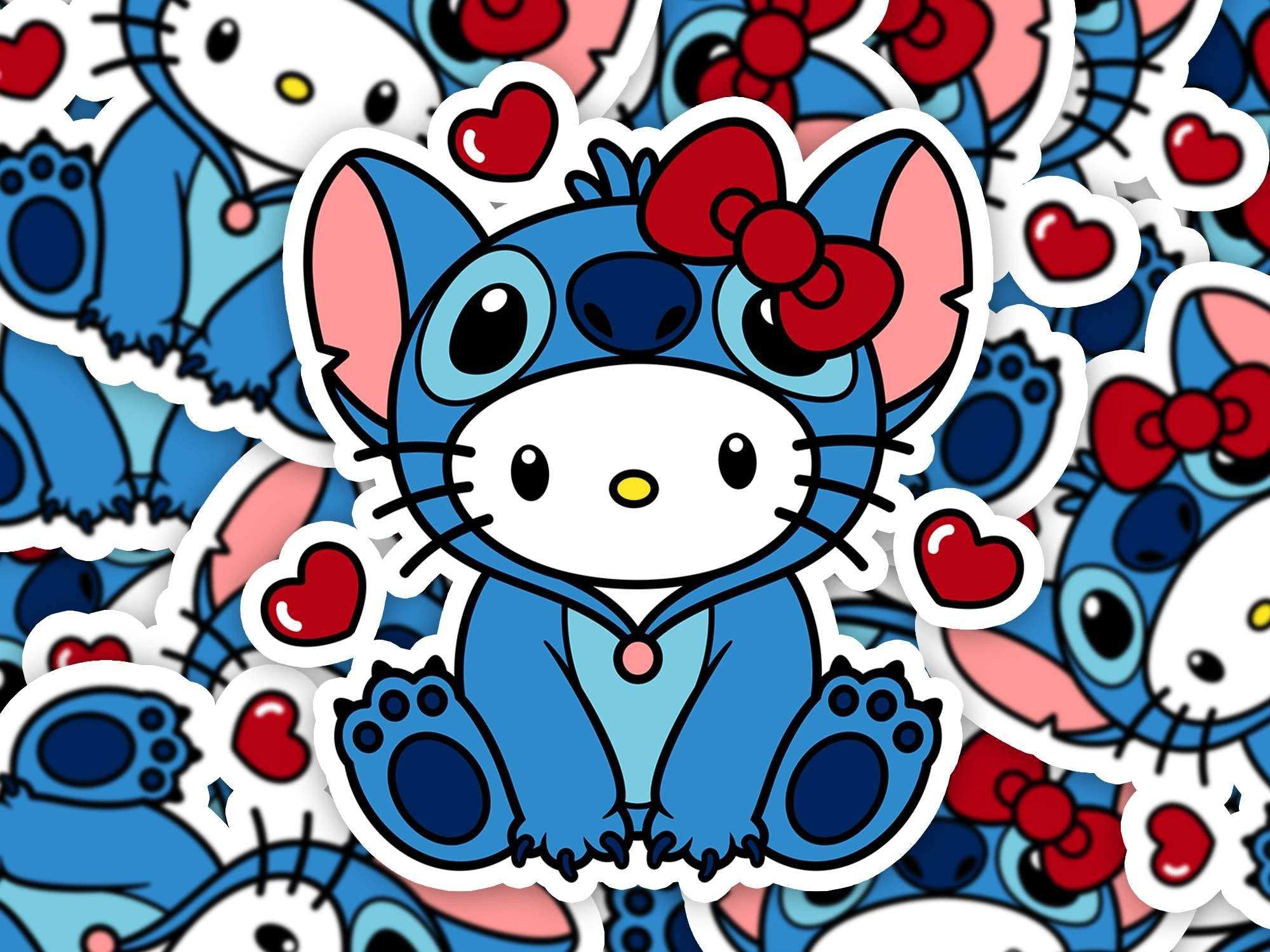 2000x1500 Stitch And Hello Kitty Fall Wallpaper