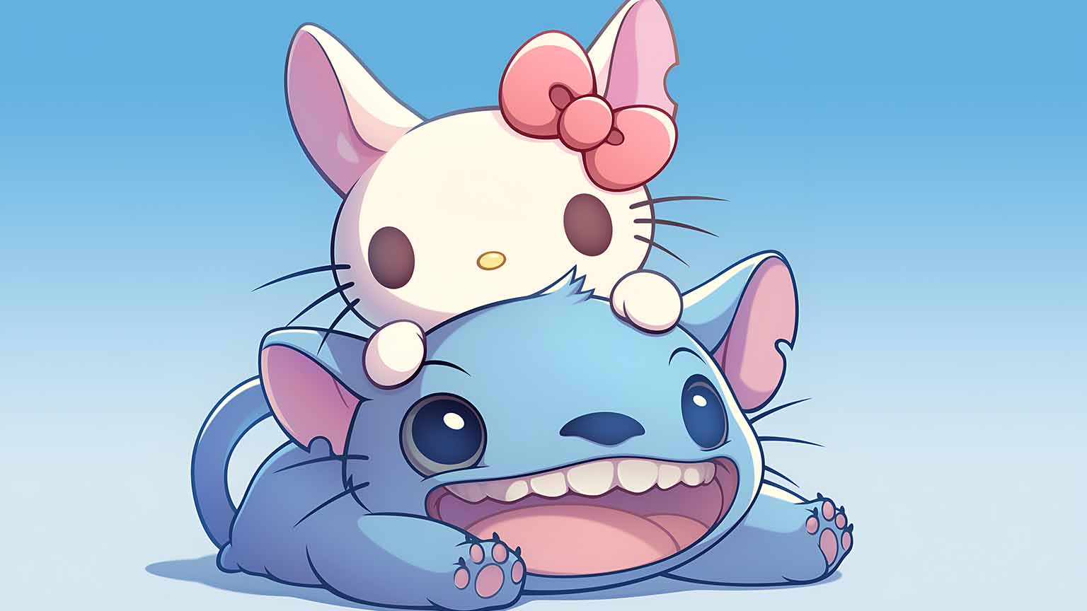1536x864 Free Stitch Hello Kitty Best Friends Desktop Wallpaper 4K