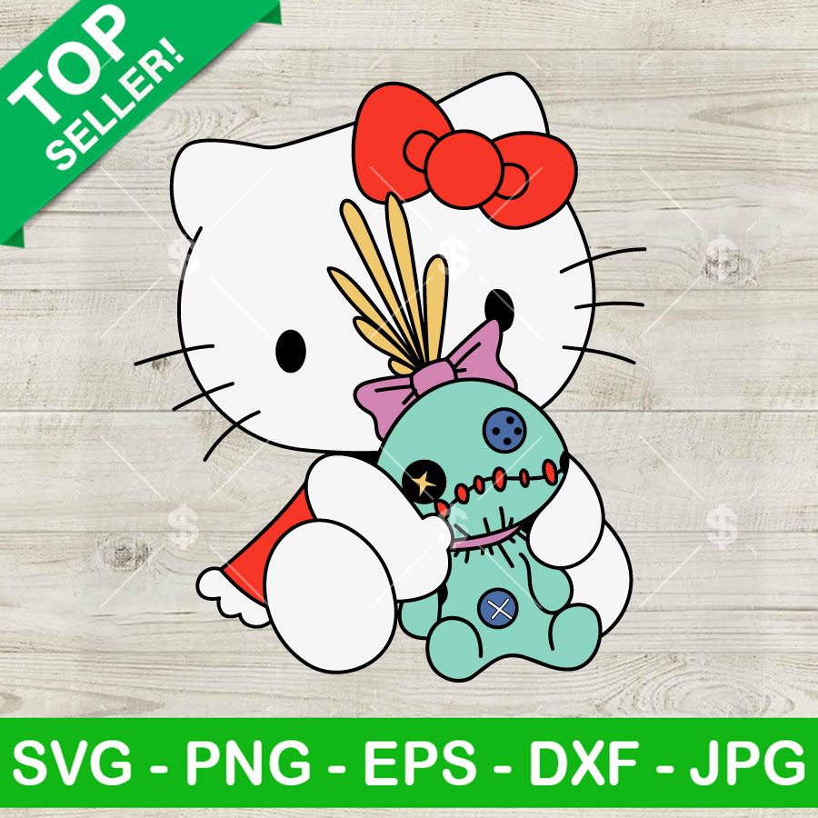900x900 Hello Kitty Stitch SVG, Hello Kitty Stitch Doll SVG, Halloween Kitty SVG Files