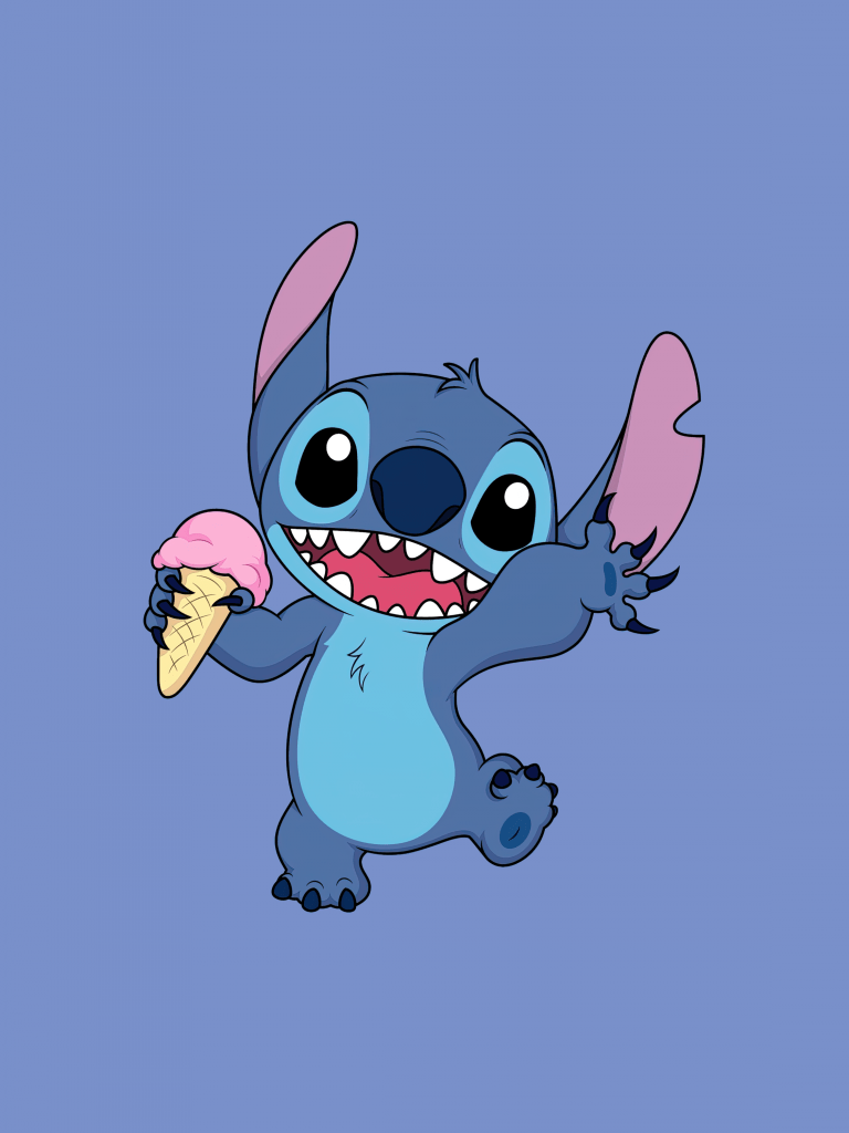 768x1024 Stitch Wallpaper 4K, Disney, Cartoon, Blue background