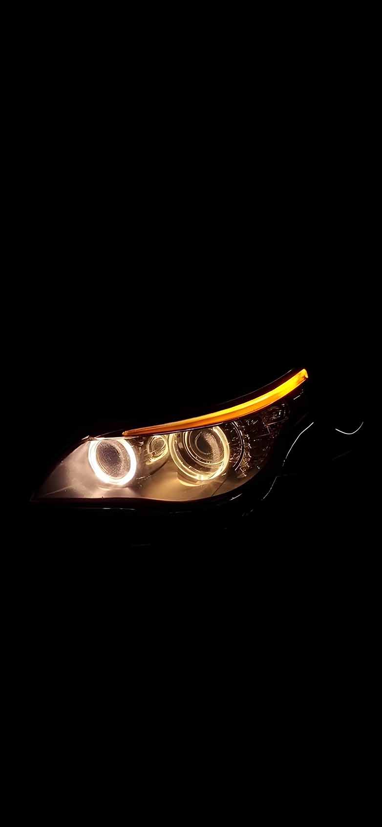 782x1692 BMW Angel Eyes Headlight Black Minimal Wallpaper iPhone HD