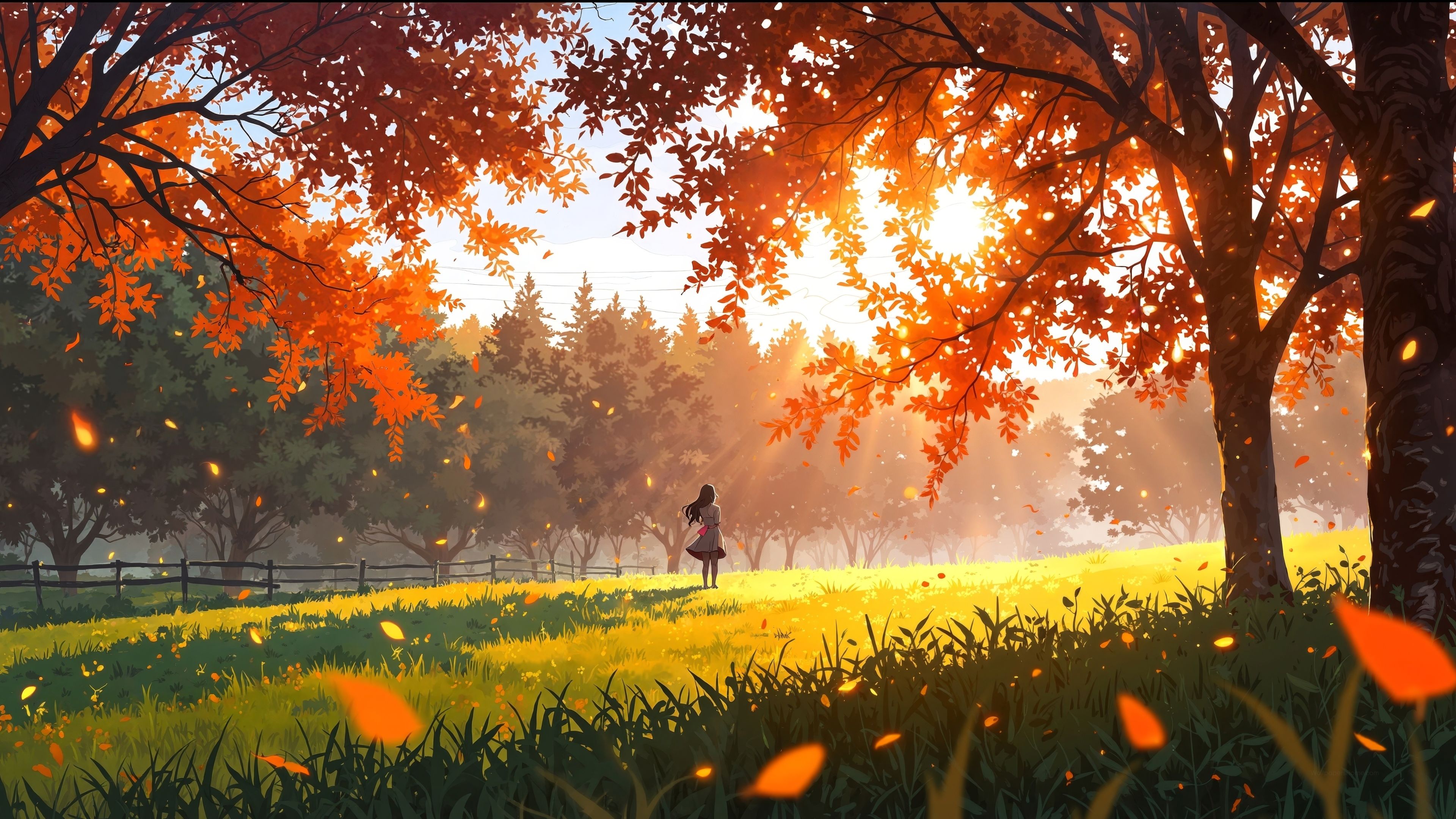 3840x2160 Golden meadow Wallpaper 4K beauty, Peaceful nature