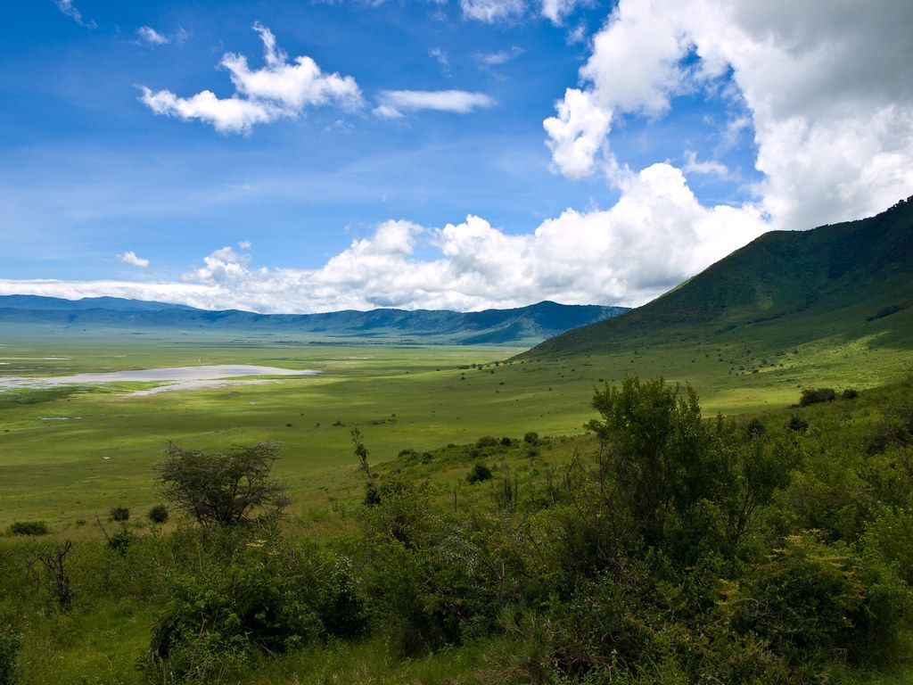 1024x768 In the Ngorongoro Crater. Landscape of the ridge at the edg