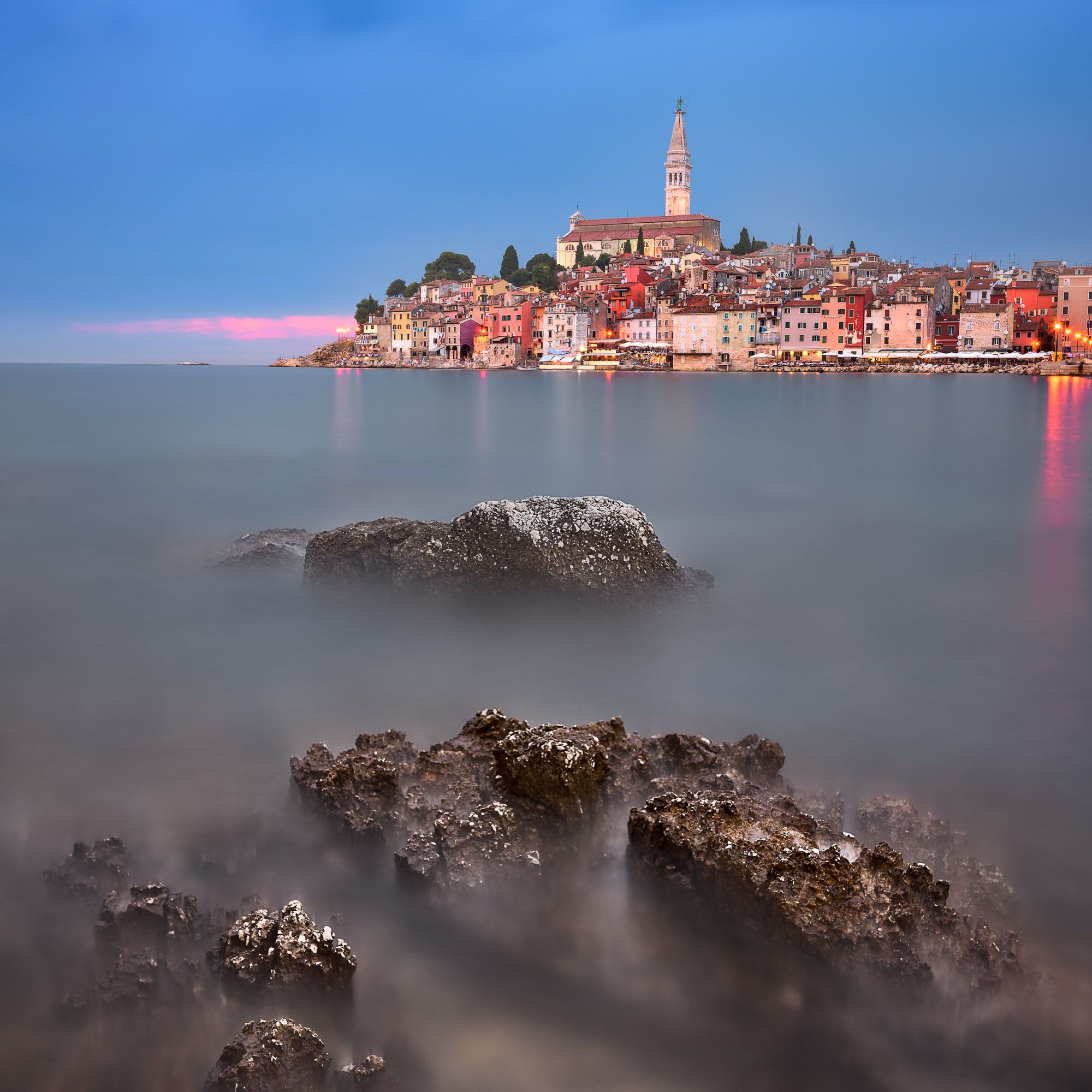 2000x2000 Rovinj Old Town at Blue Hour, Istria, Croatia