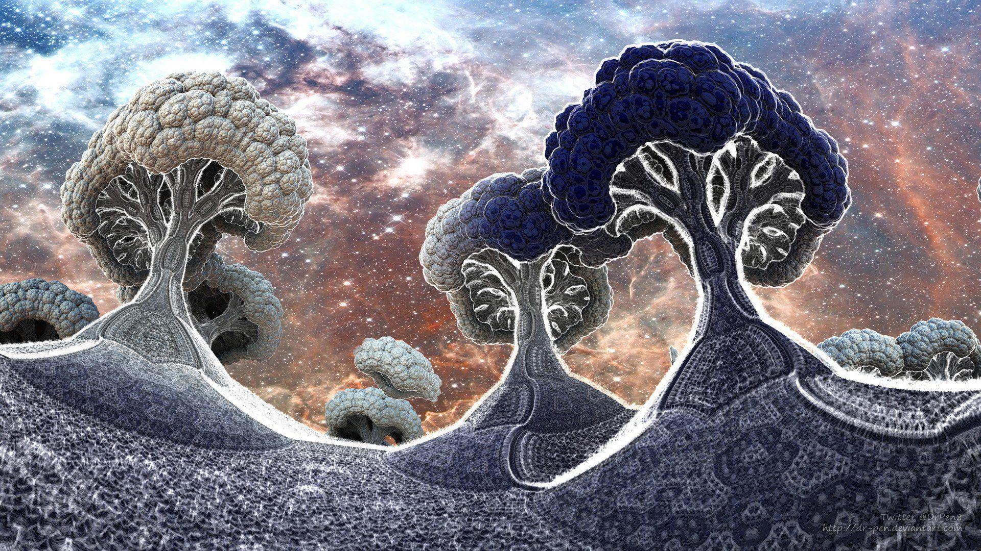 1920x1080 Broccoli Planet in Winter Fractal Art HD Wallpaper
