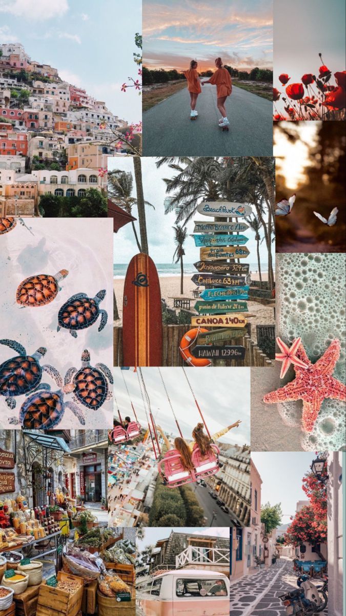 675x1200 Wallpaper Colagens. Beautiful summer wallpaper, Beach wall collage, Aesthetic background
