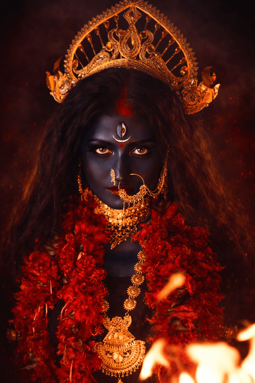 1024x1536 Goddess Kali Lightning Power 4K Wallpaper