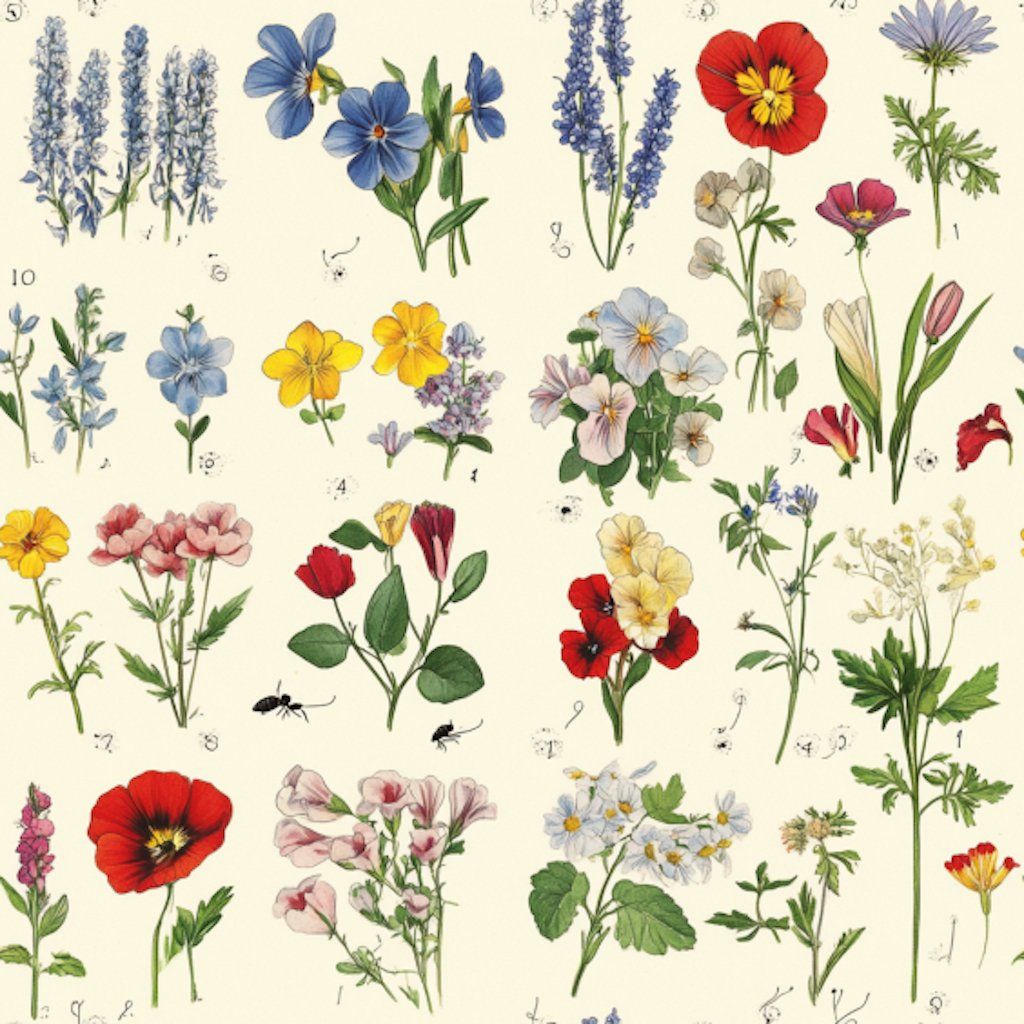 1024x1024 Flora Sketch Wallpaper and Stick (24W x 27' Roll)