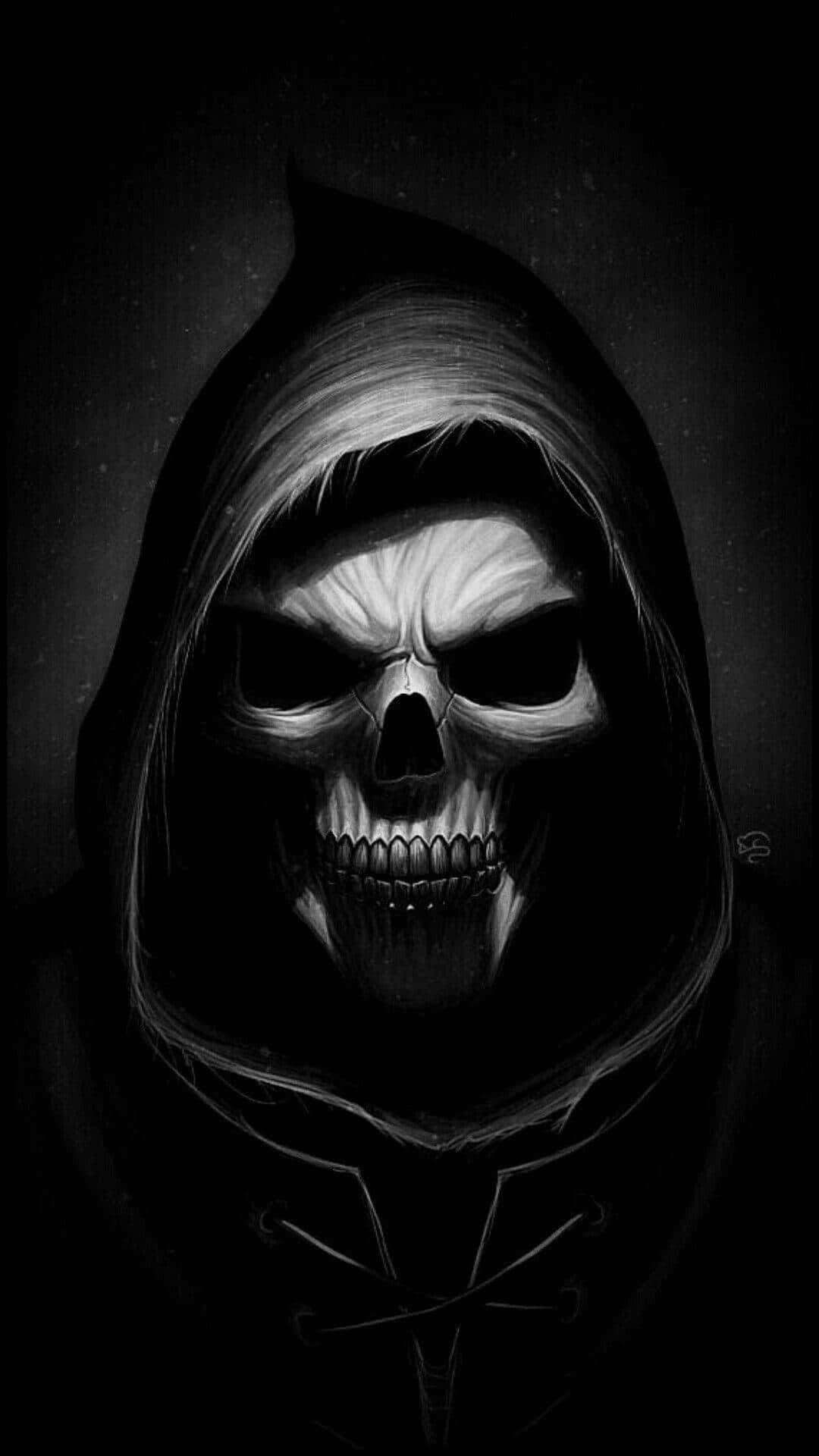 1080x1920 Download Black Gangster Skull Glaring Wallpaper