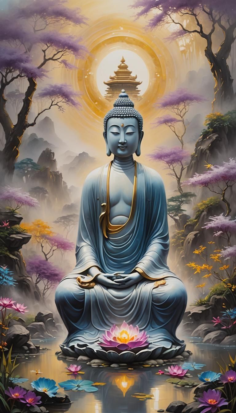 768x1344 Ran's Pure Land Heaven in Zen Garden: Surrealist