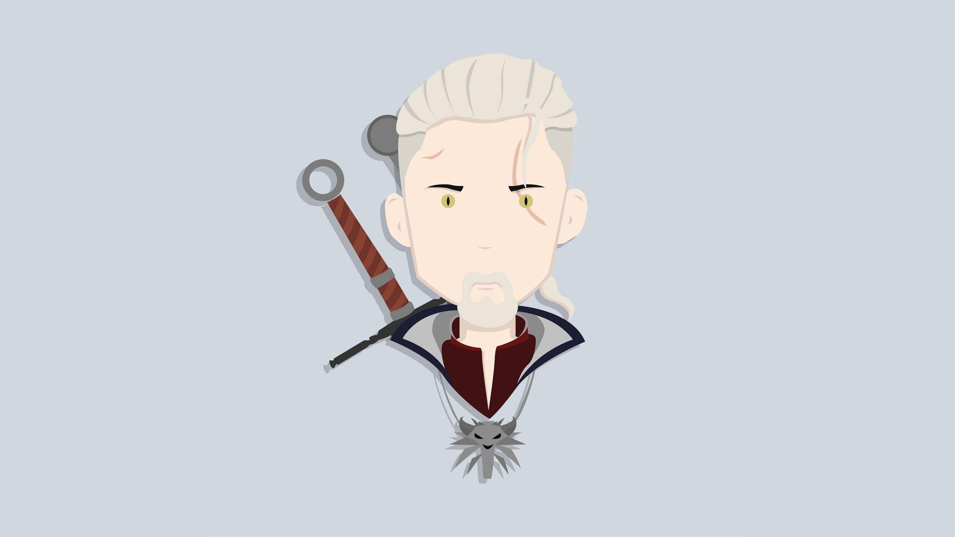 1920x1080 Minimalist Witcher Wallpaper HD