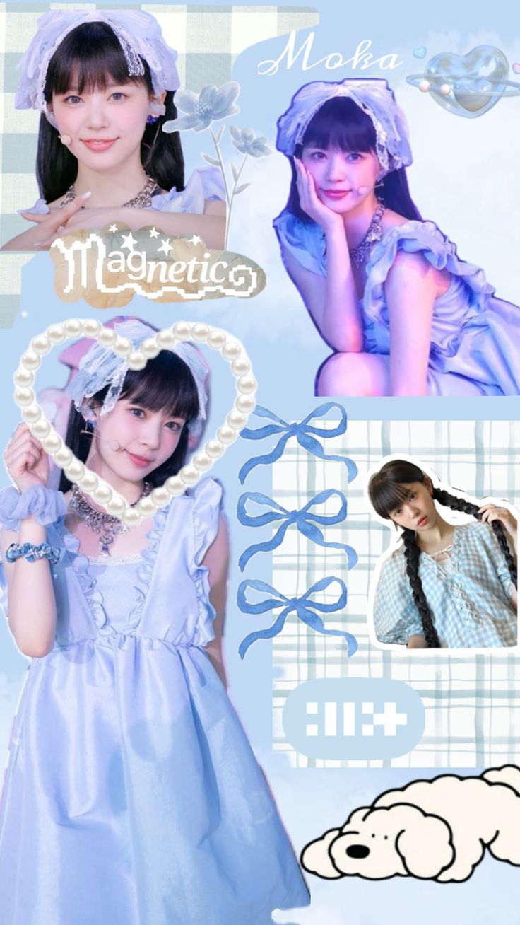 736x1308 ILLIT. Moka, Blue wallpaper, Wallpaper