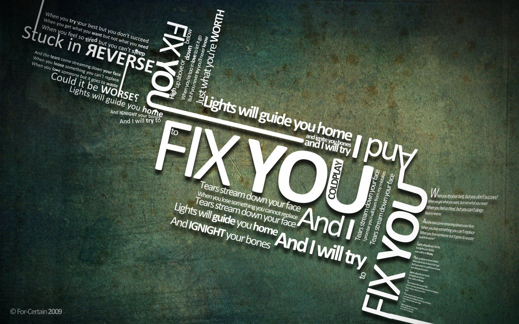 1680x1050 Inspirational Fix You Typography HD Wallpaper for Freex1050