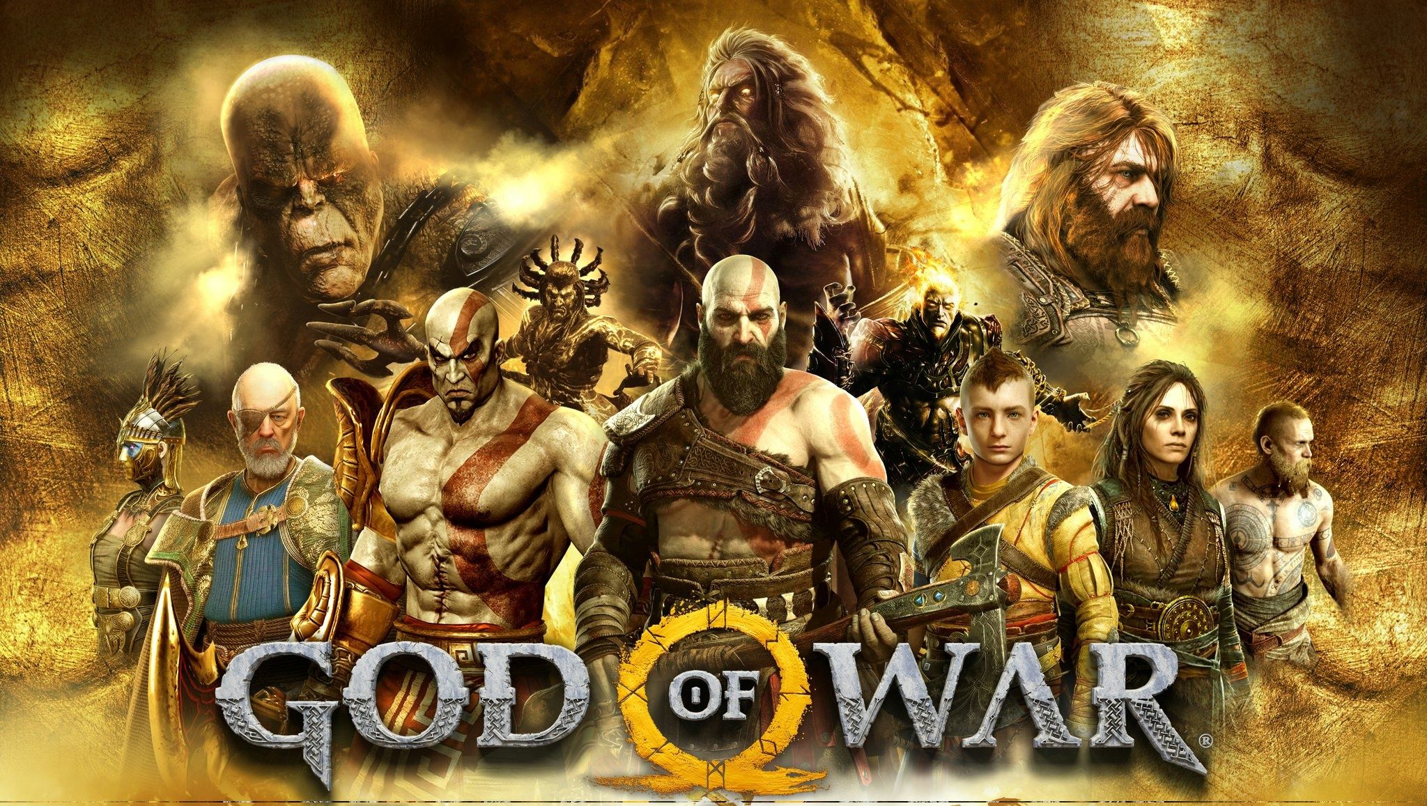 2048x1157 Wallpaper logo, Sony, Gods, Ragnarok, God of war god of war Kratos, God of War for mobile and desktop, section игры, resolution 2048x1157