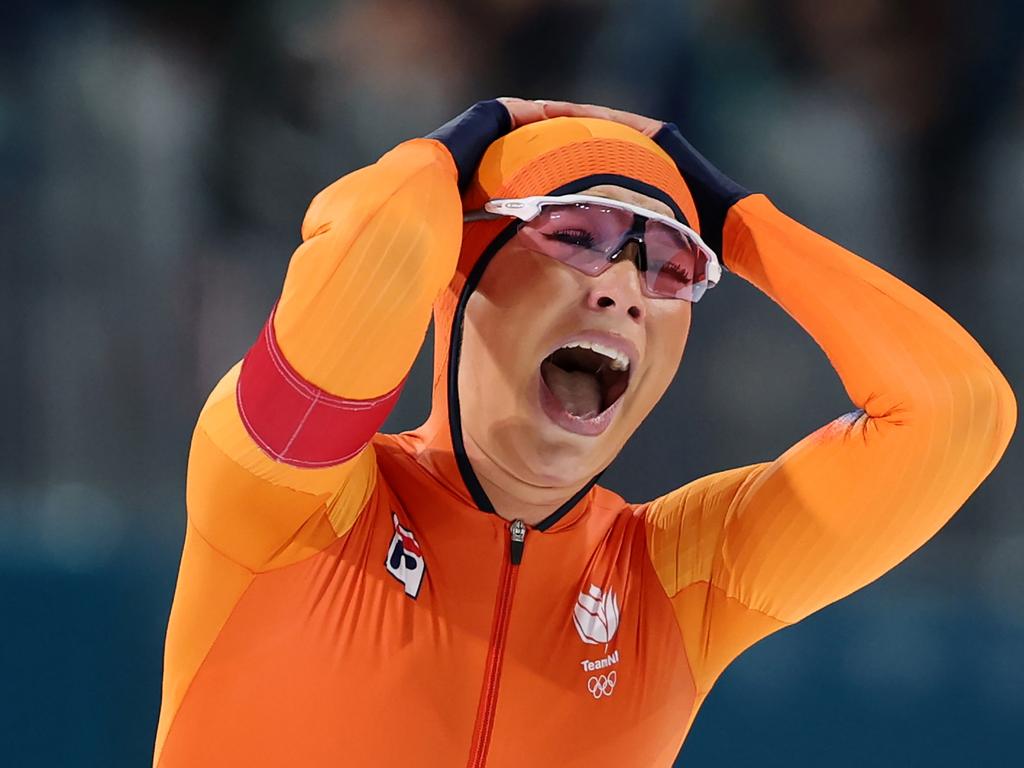 1024x768 Winter Olympics 2026: Jutta Leerdam wins 1000m speed skating gold in Milan as fiancé Jake Paul watches on, photo, video