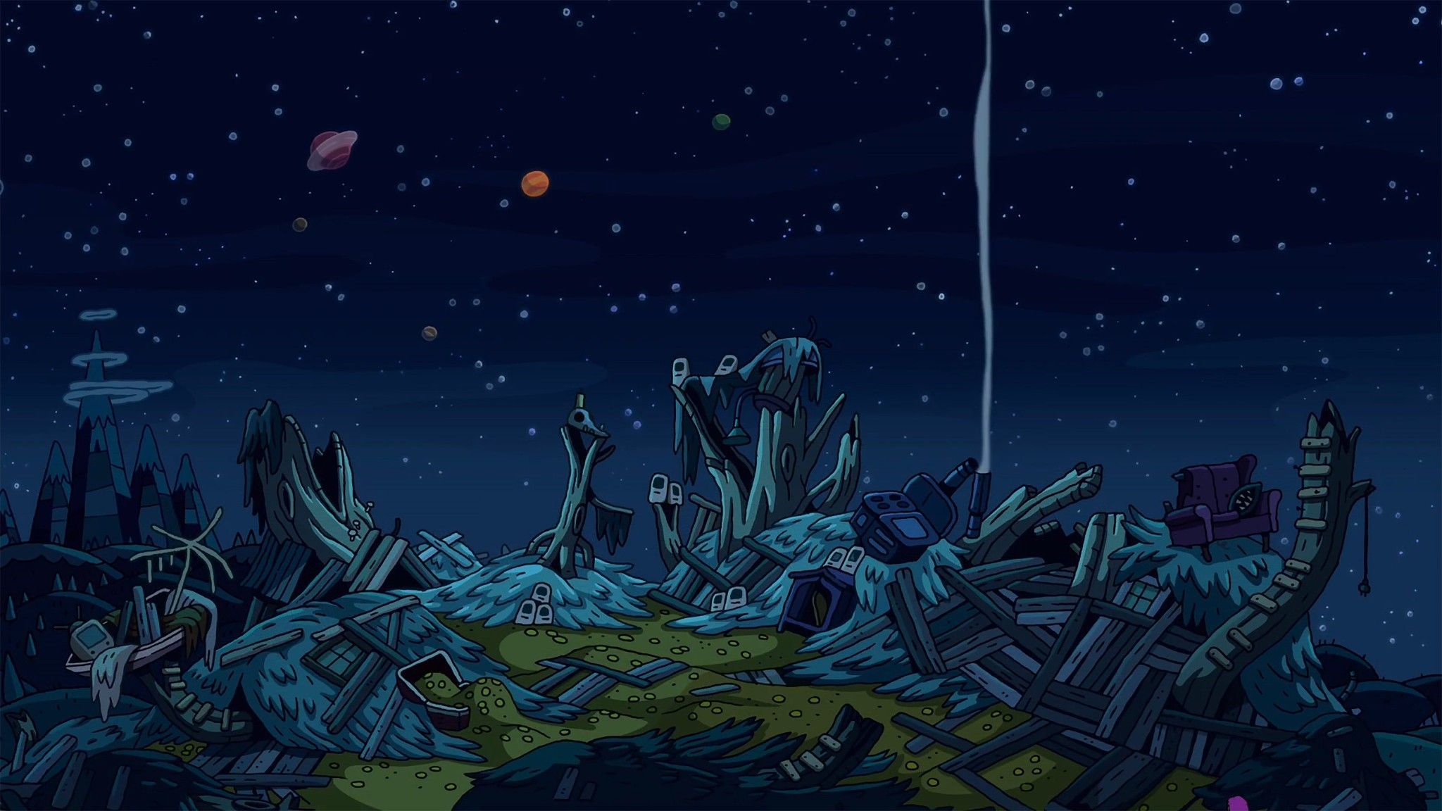 2048x1152 Adventure Time Night Wallpaper