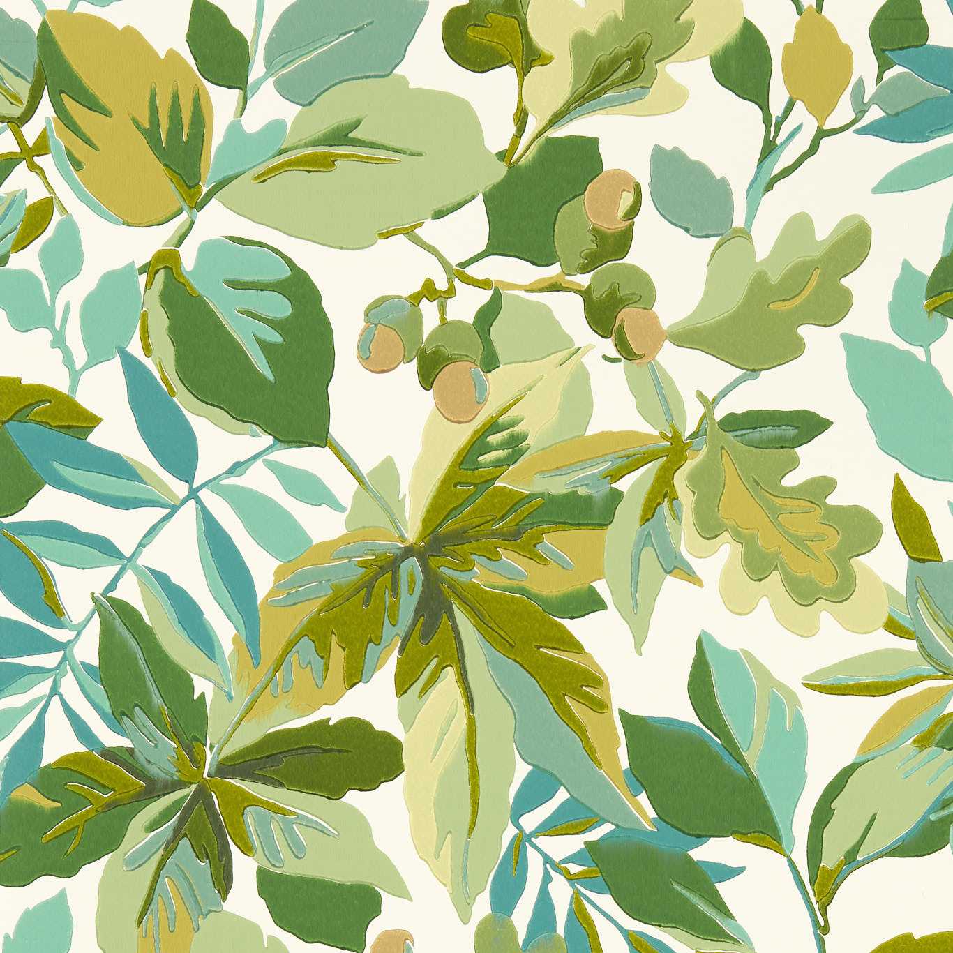 1366x1366 Sanderson Robin?S Wood Wallpaper Leaves Trees Botanical Green Surface- Printed Wallpaper